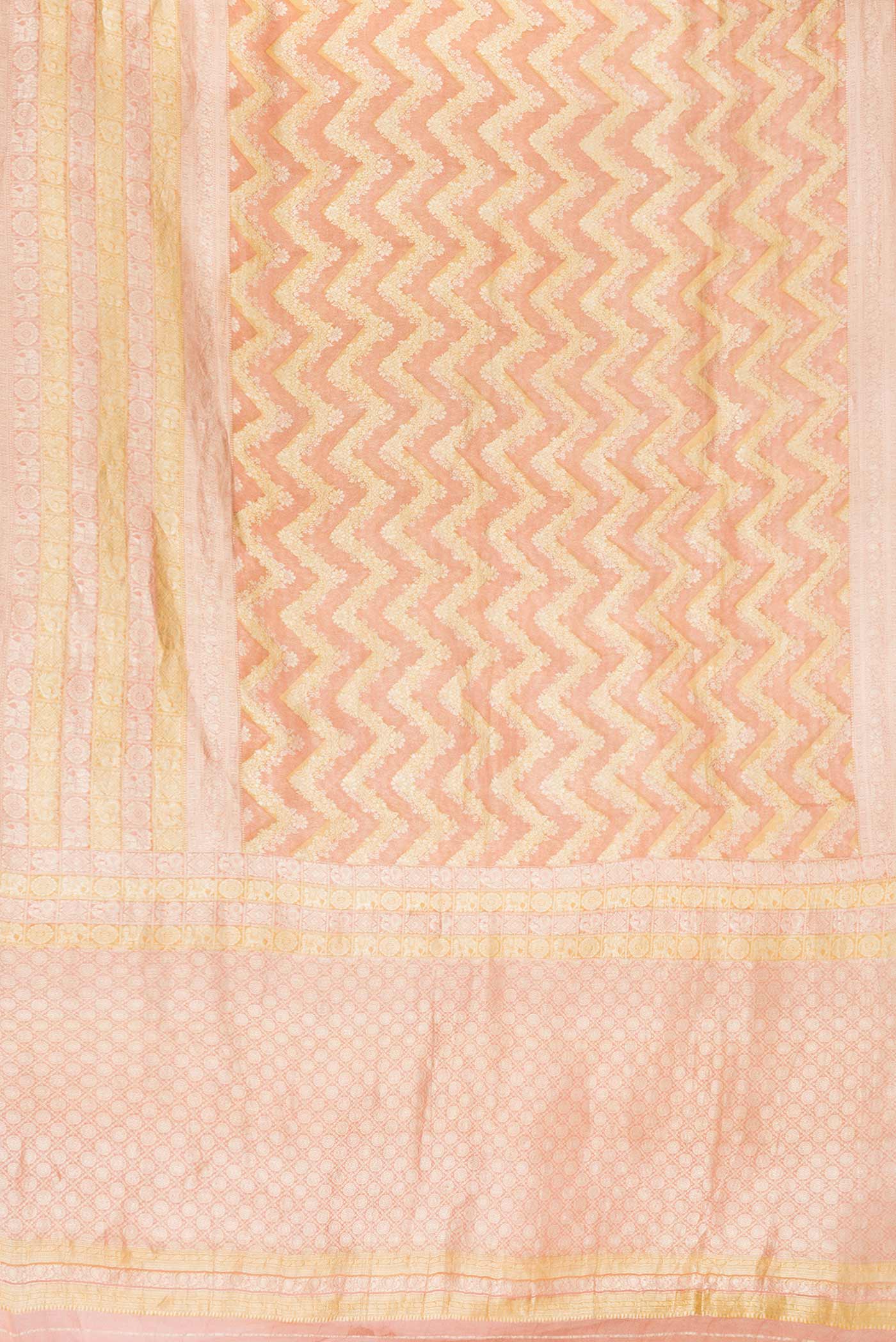 Peach Mysore Crepe Saree - Image 6