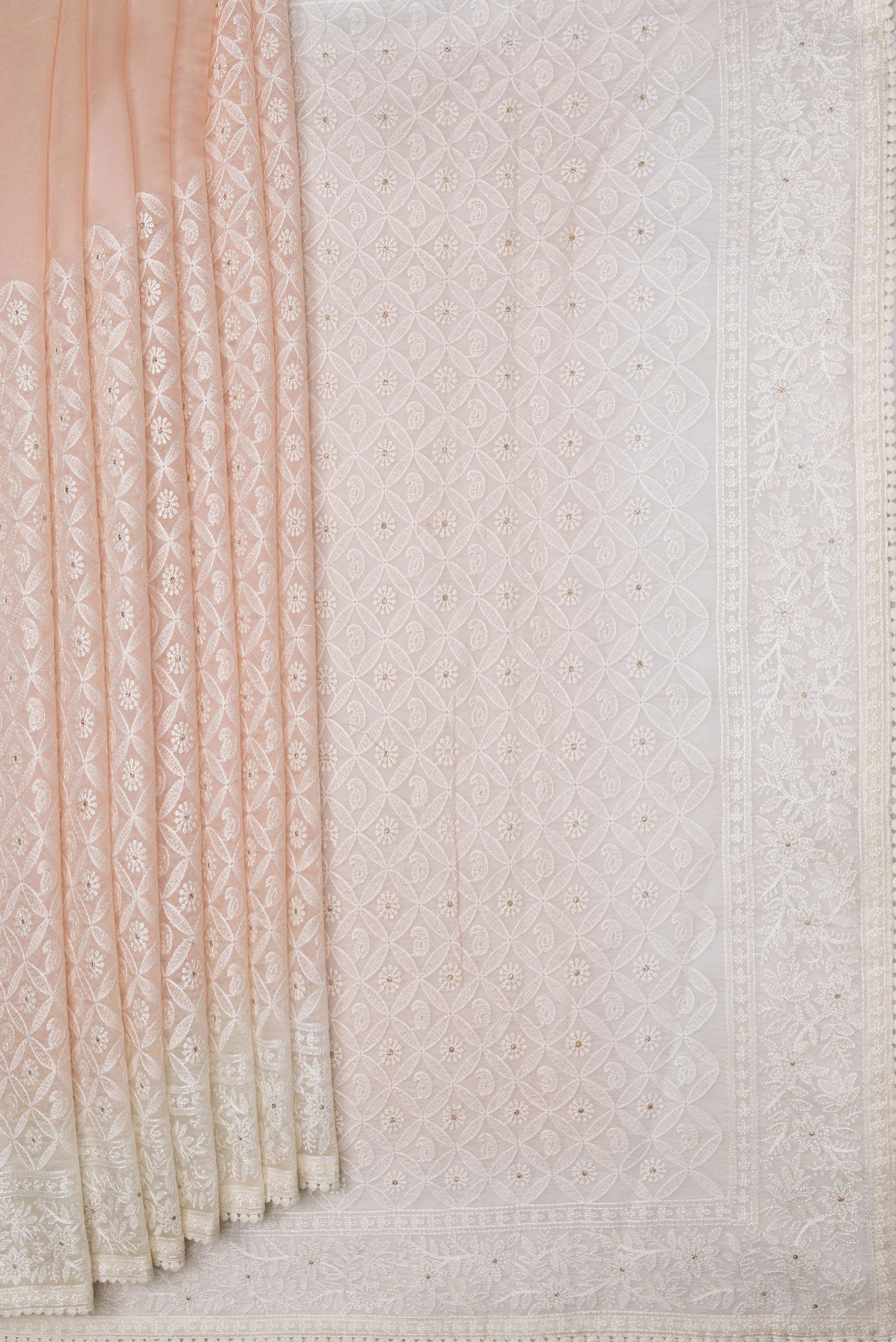 Peach Organza Silk Saree - Image 4
