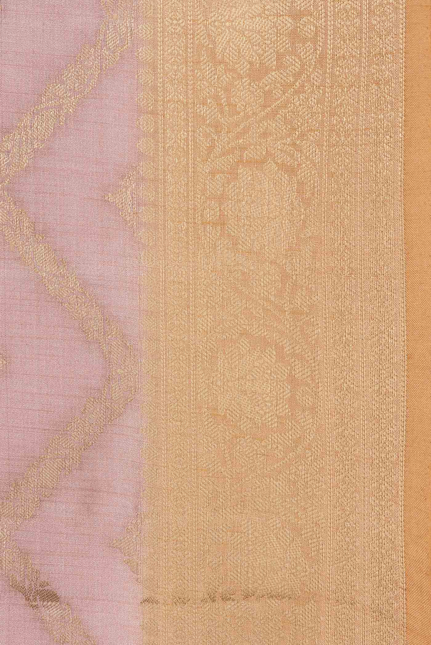 Lavender and Peach Color Banarasi Raw Silk Saree - Image 3