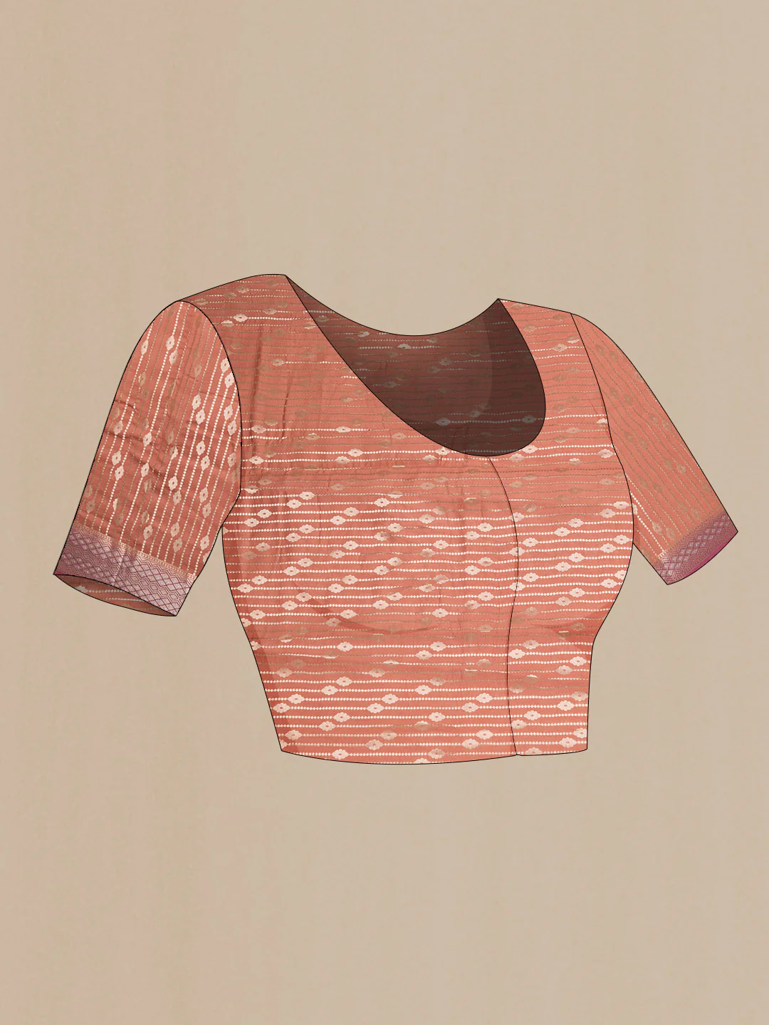 Coral Banarasi Raw Silk Saree - Image 3