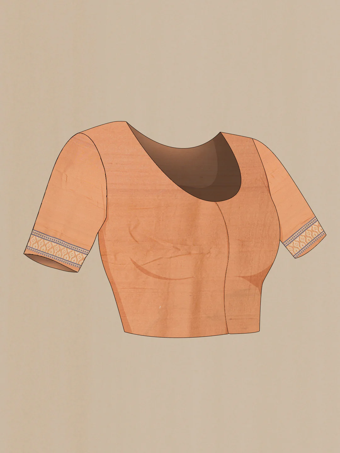 Golden Peach Dual Tone Tussar Silk Saree - Image 5