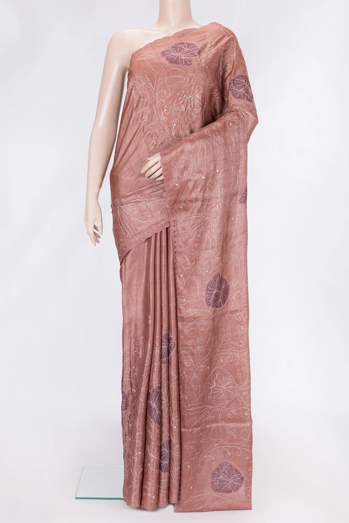 Brown Tussar Silk Saree