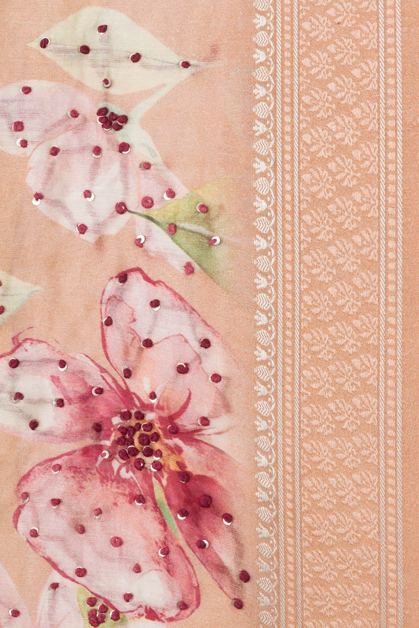 Golden Peach Dual Tone Tussar Silk Saree - Image 3