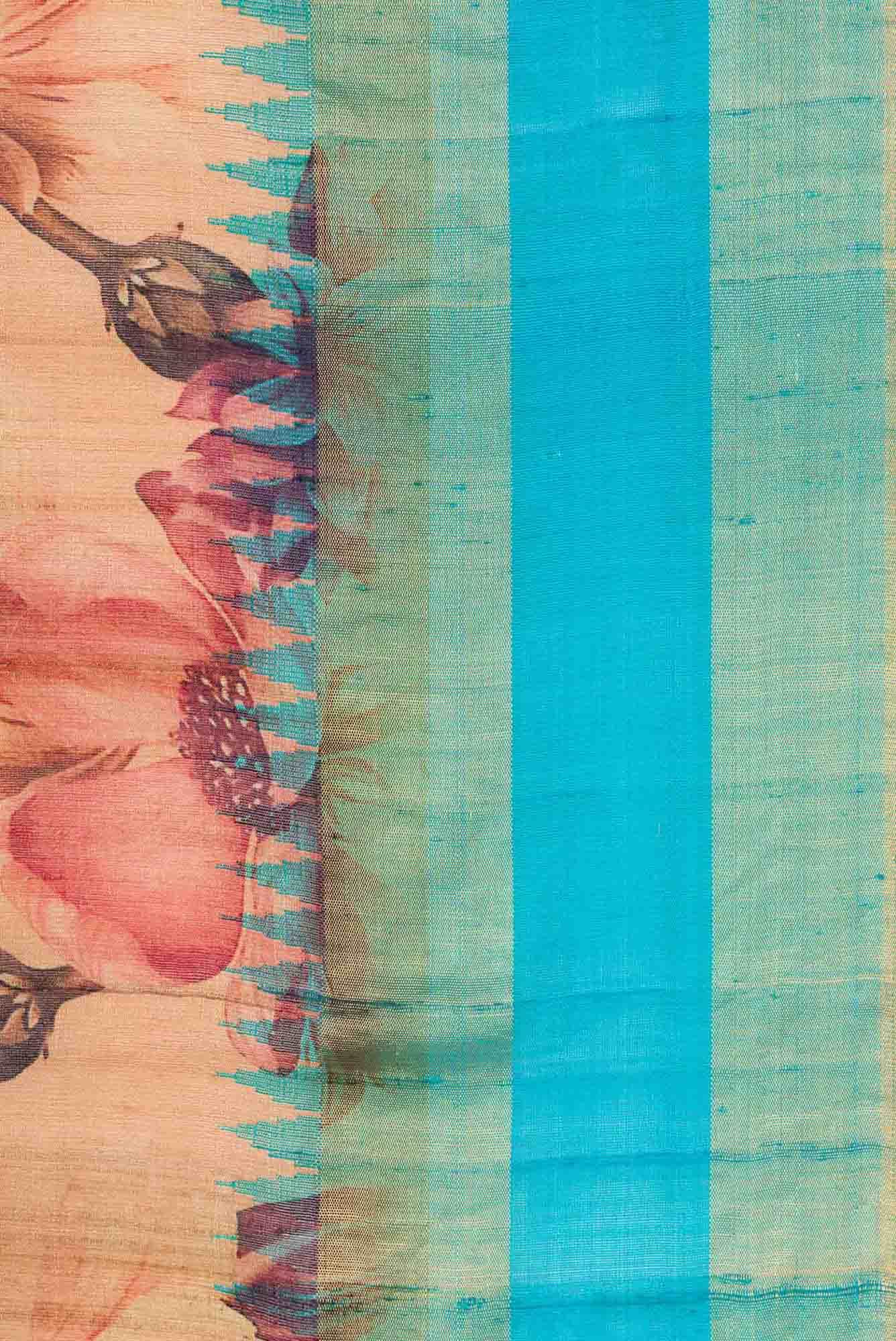 Golden Peach Dual Tone Tussar Silk Saree - Image 5