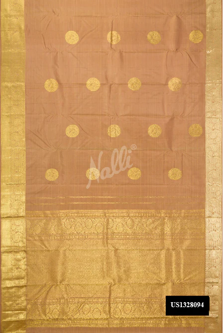 Golden Peach Kanchipuram Silk Saree