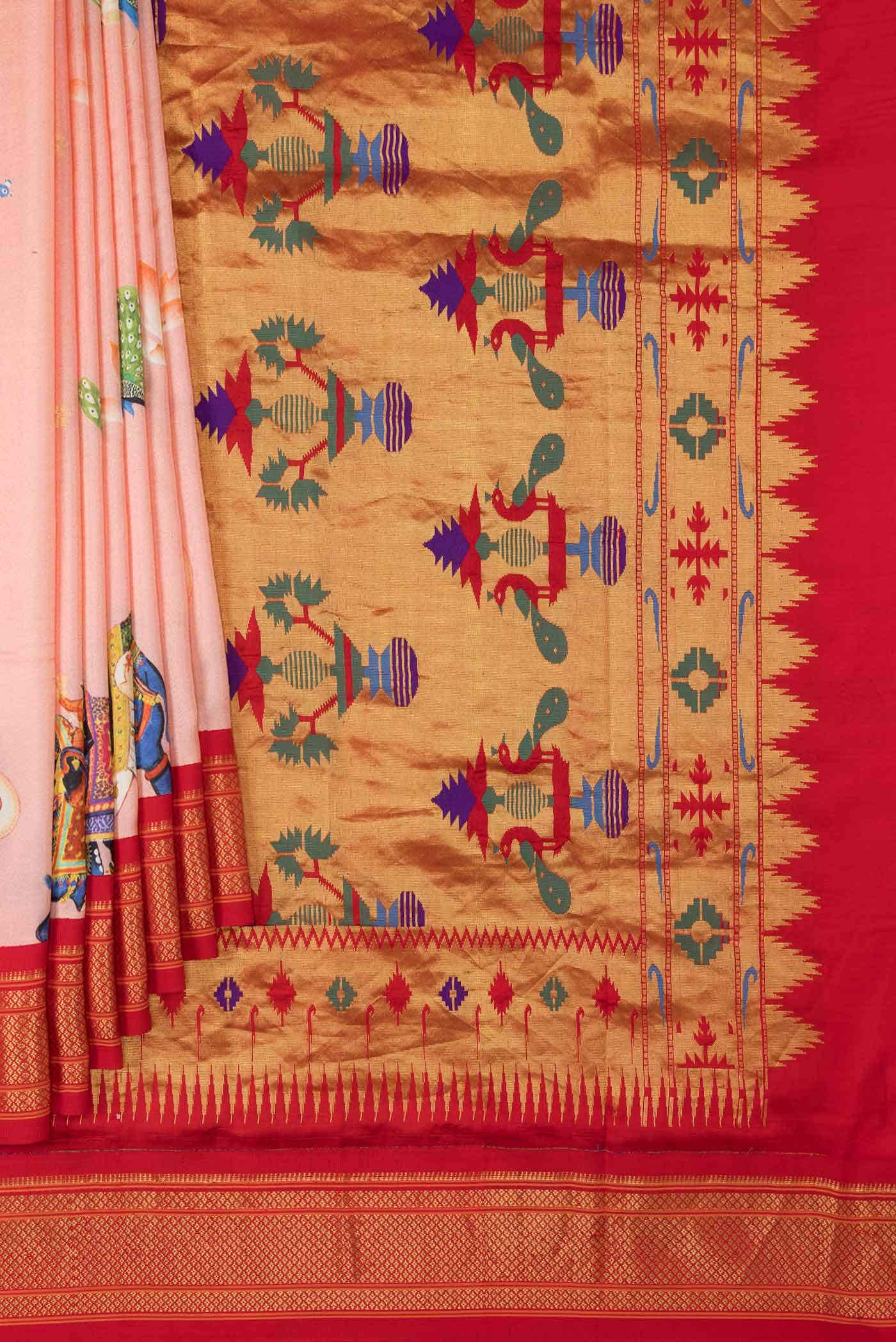 Golden Peach Kanjivaram Silk Saree - Image 2