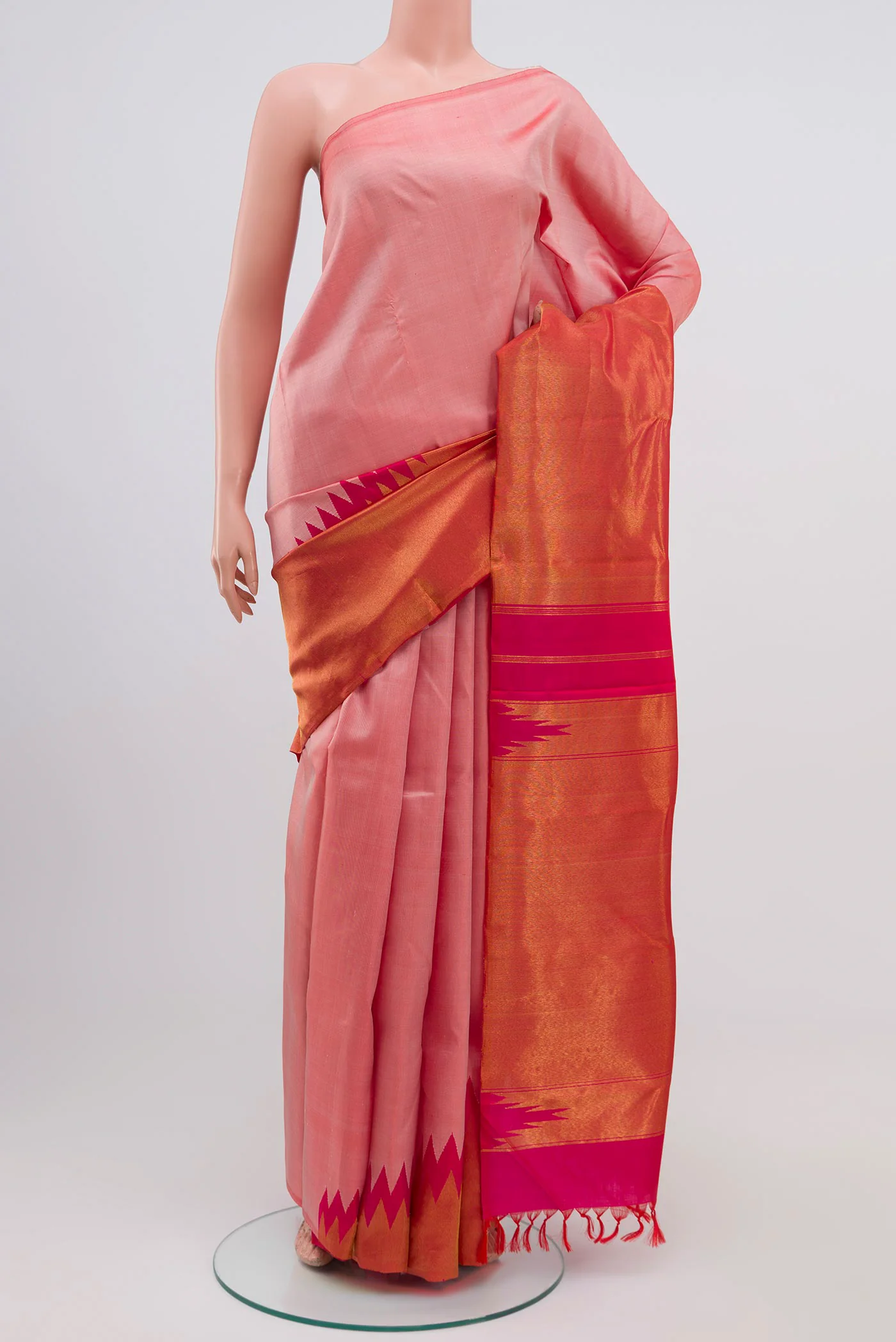 Peach Kanjivaram Silk Saree
