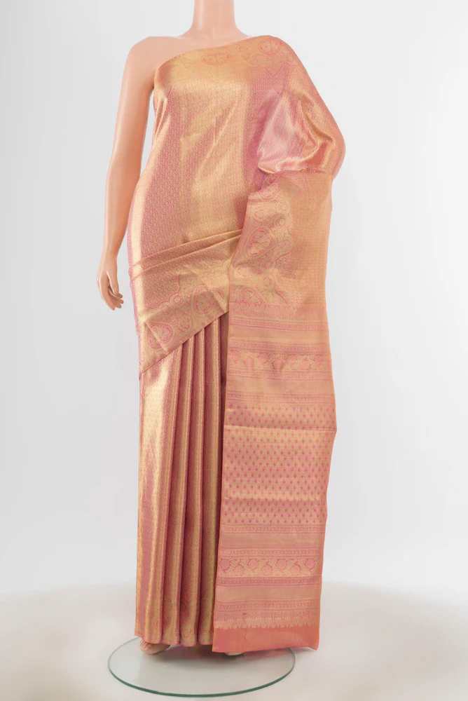 Rose Gold Kanjivaram Tissue Silk Saree