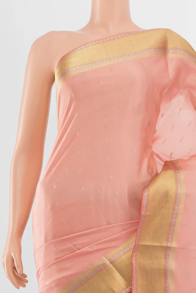 Peach Mysore Crepe Saree - Image 2
