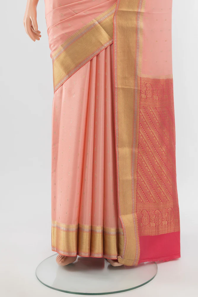 Peach Mysore Crepe Saree - Image 3