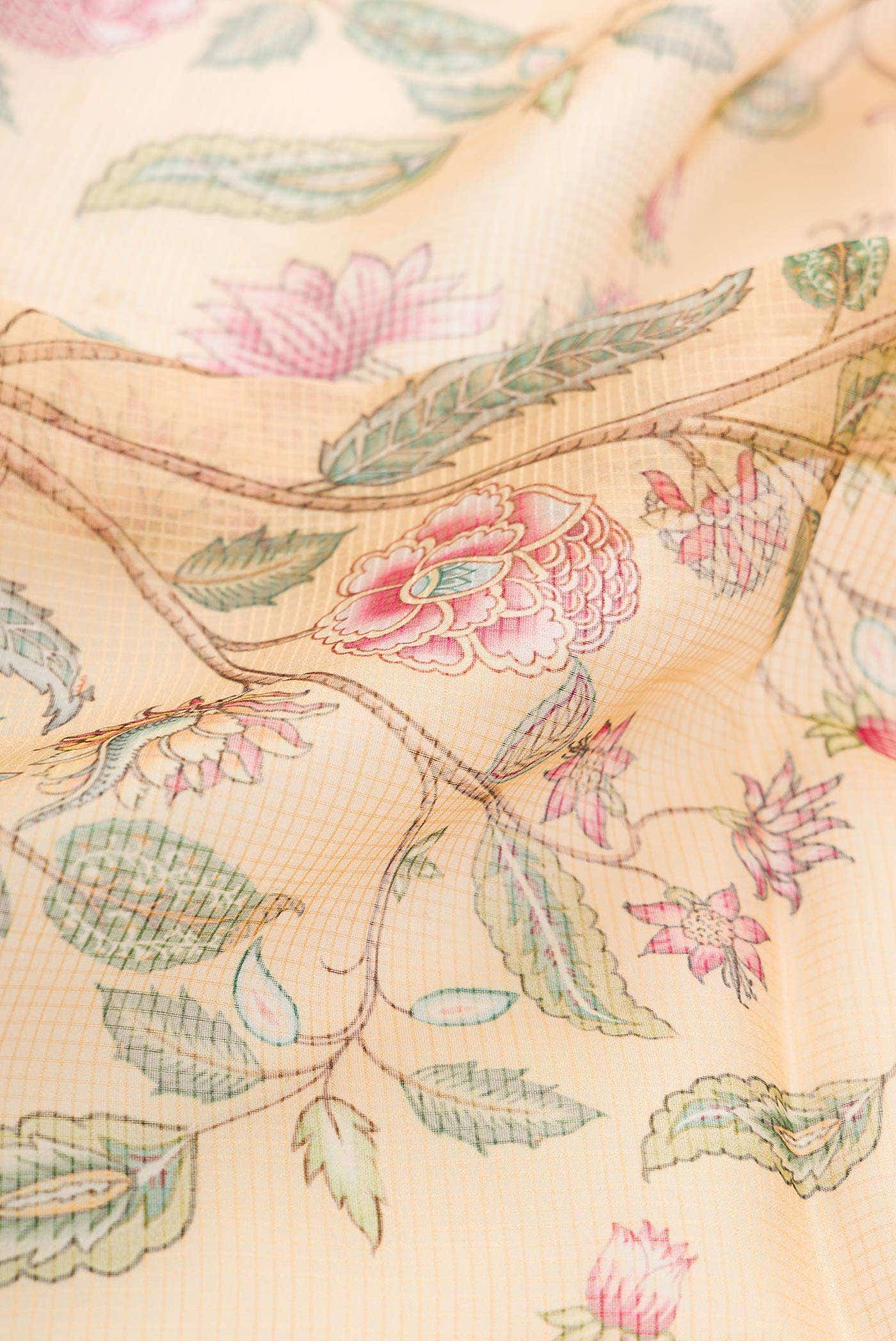 Golden Peach Organza Silk Saree - Image 3