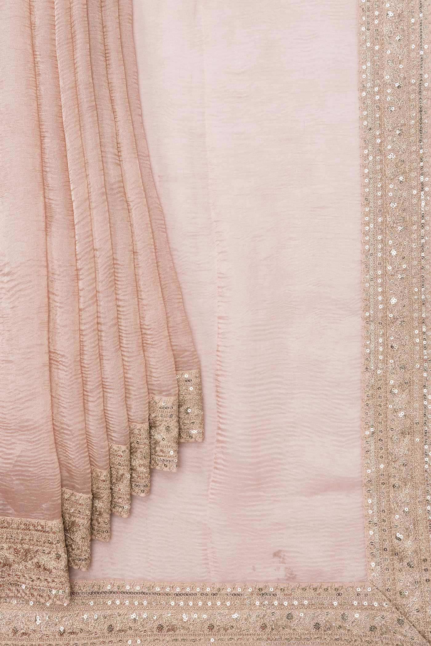 Golden Peach Tissue Silk Saree - Image 4