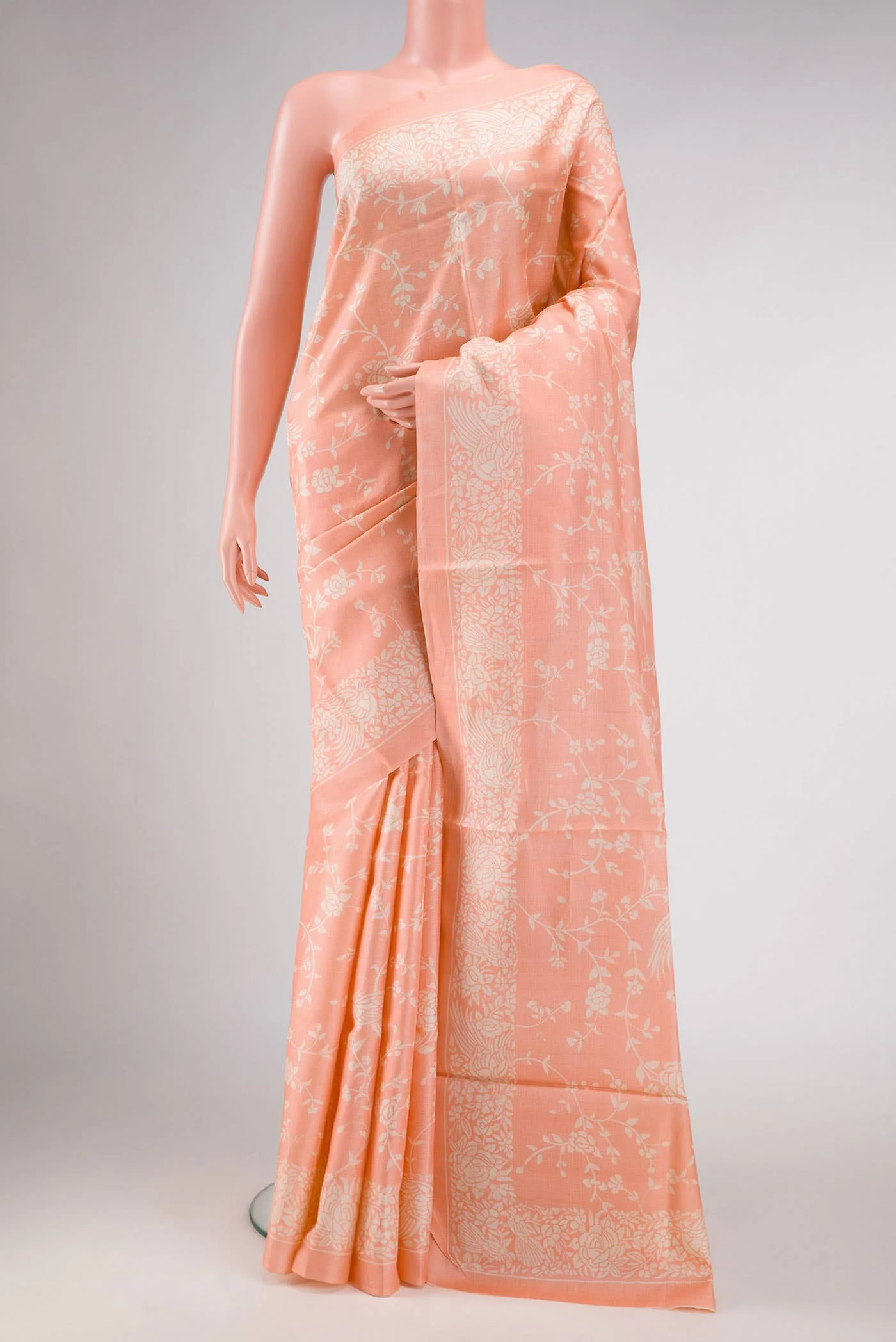 Golden Peach Tussar Silk Saree