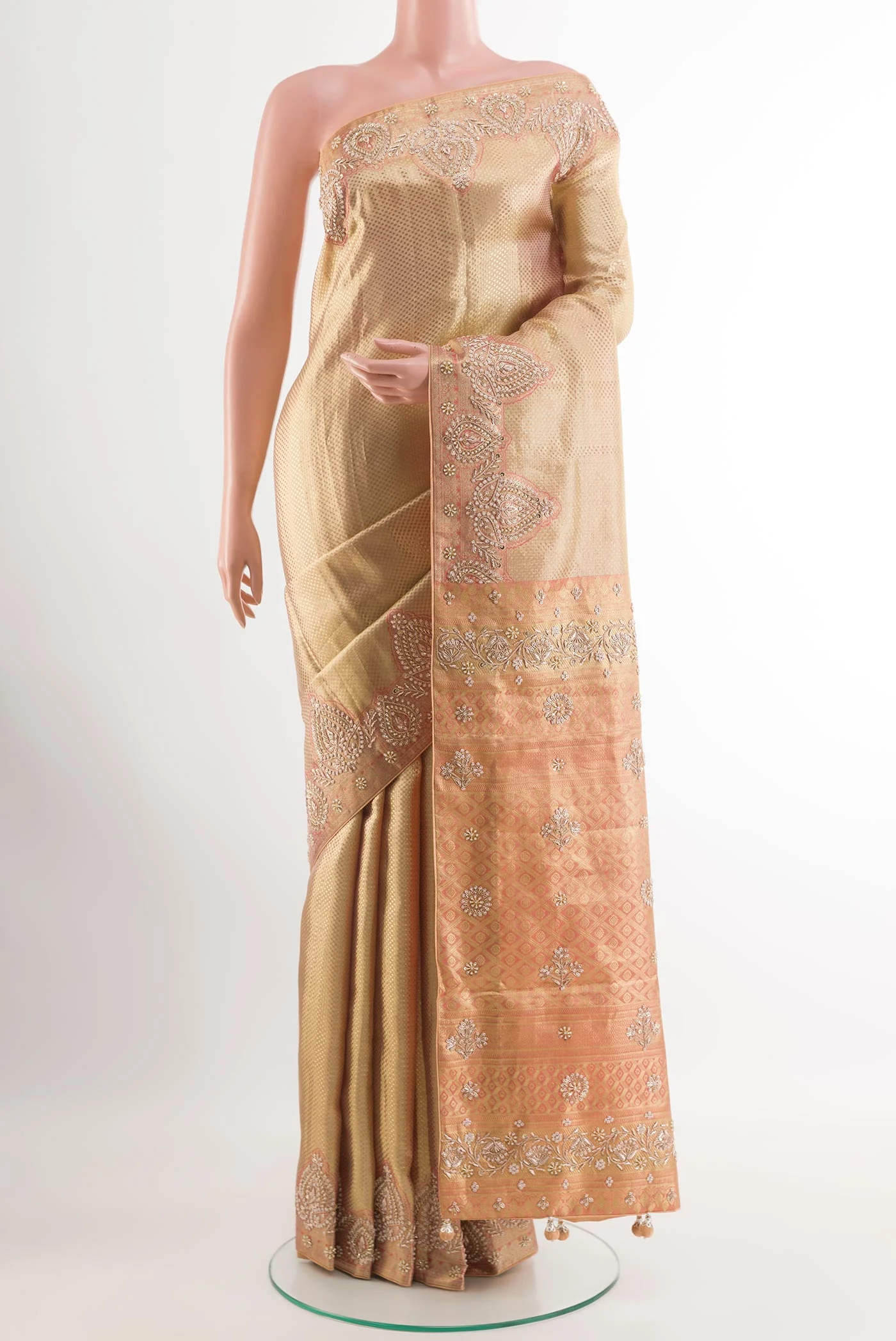 Golden Kanjivaram Tissue Silk Saree