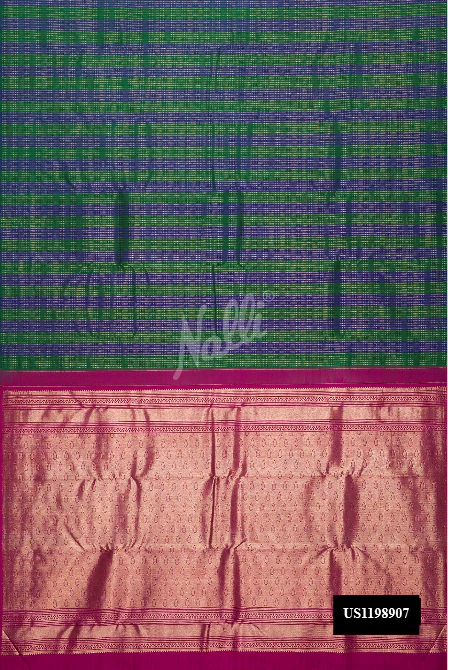 Green and Royal Blue Dual Tone Kanchipuram Silk Saree