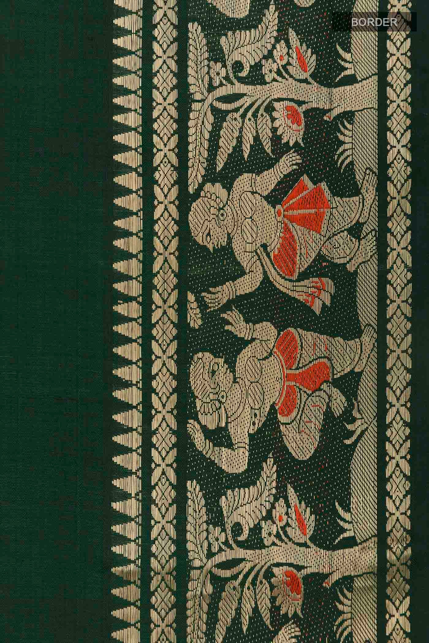 Green Baluchari Silk Saree - Image 3