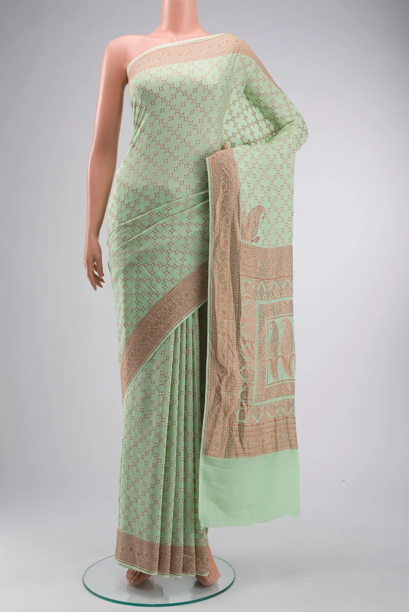 Green Banarasi Georgette Saree