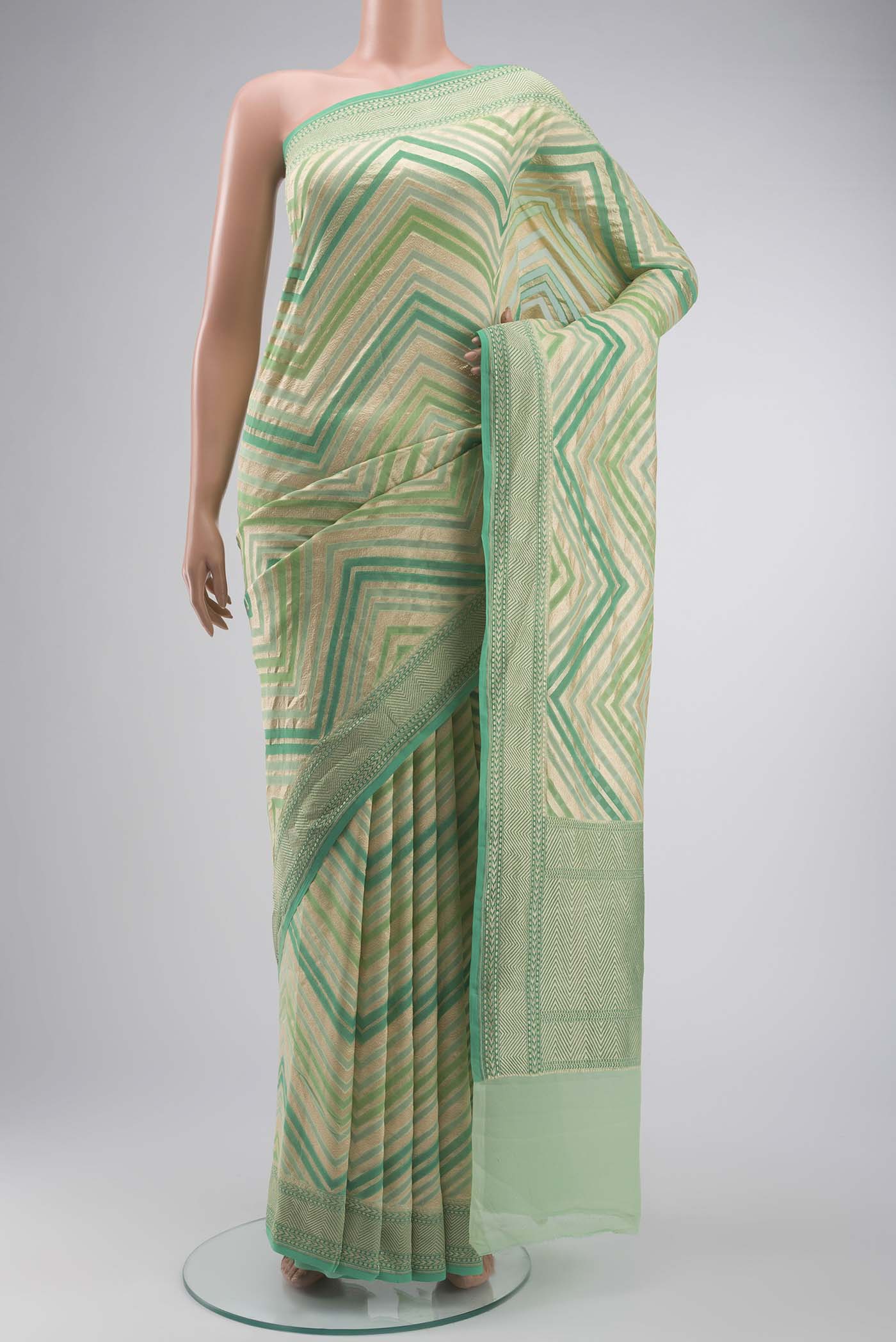 Green Banarasi Georgette Saree