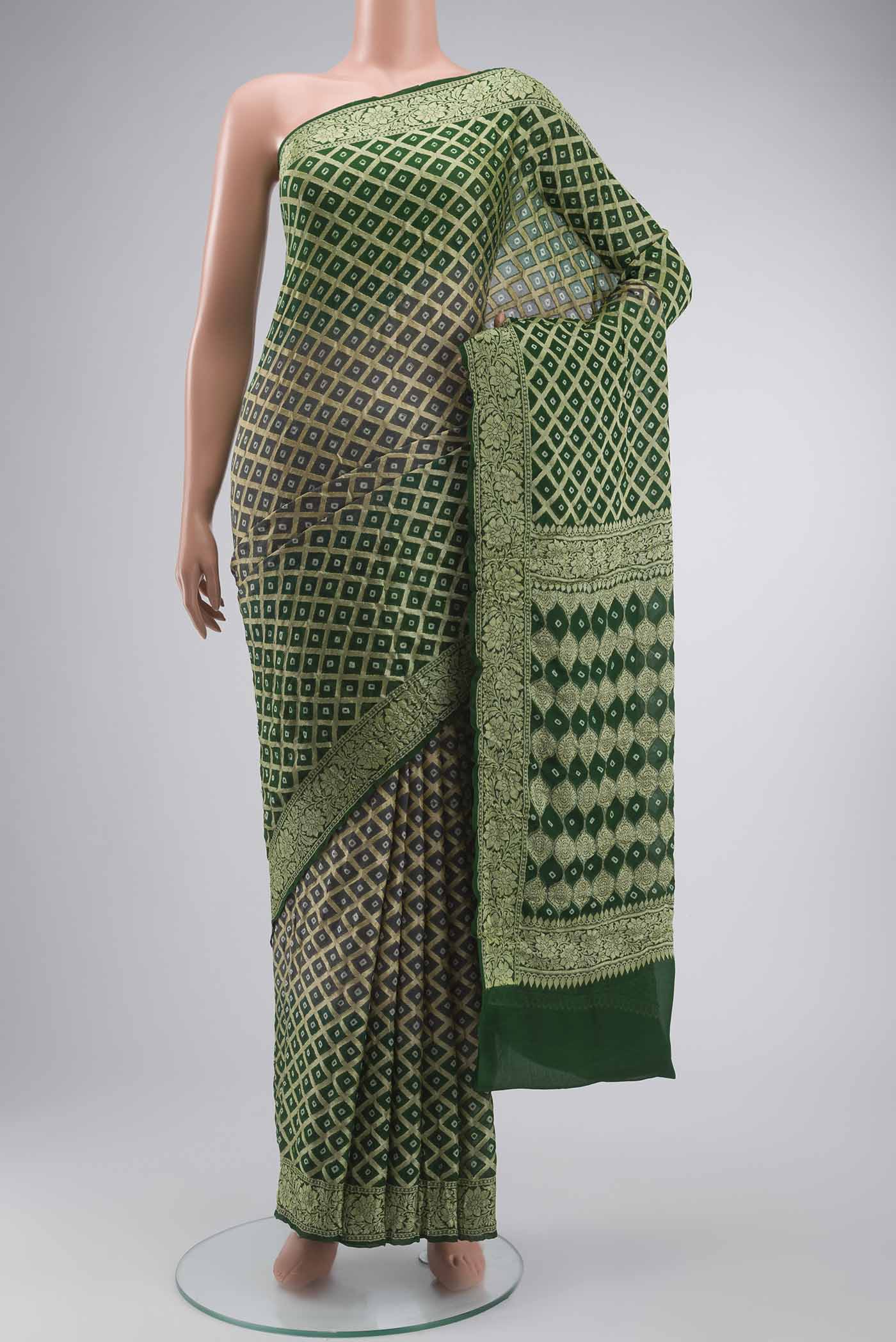 Green Banarasi Georgette Saree