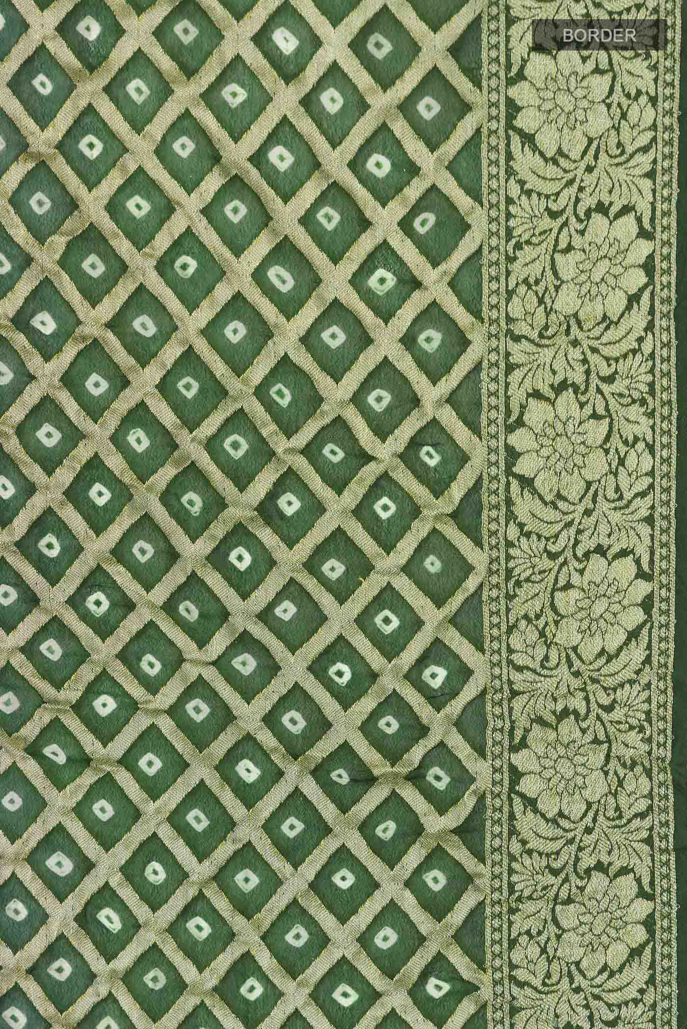 Green Banarasi Georgette Saree - Image 3