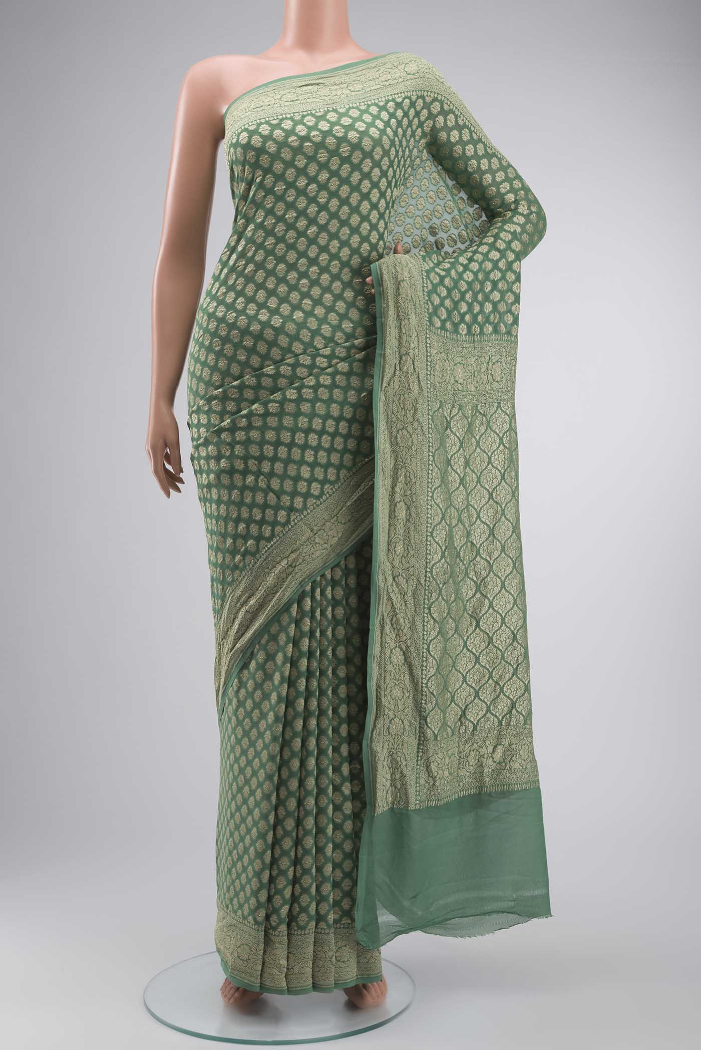 Green Banarasi Georgette Saree