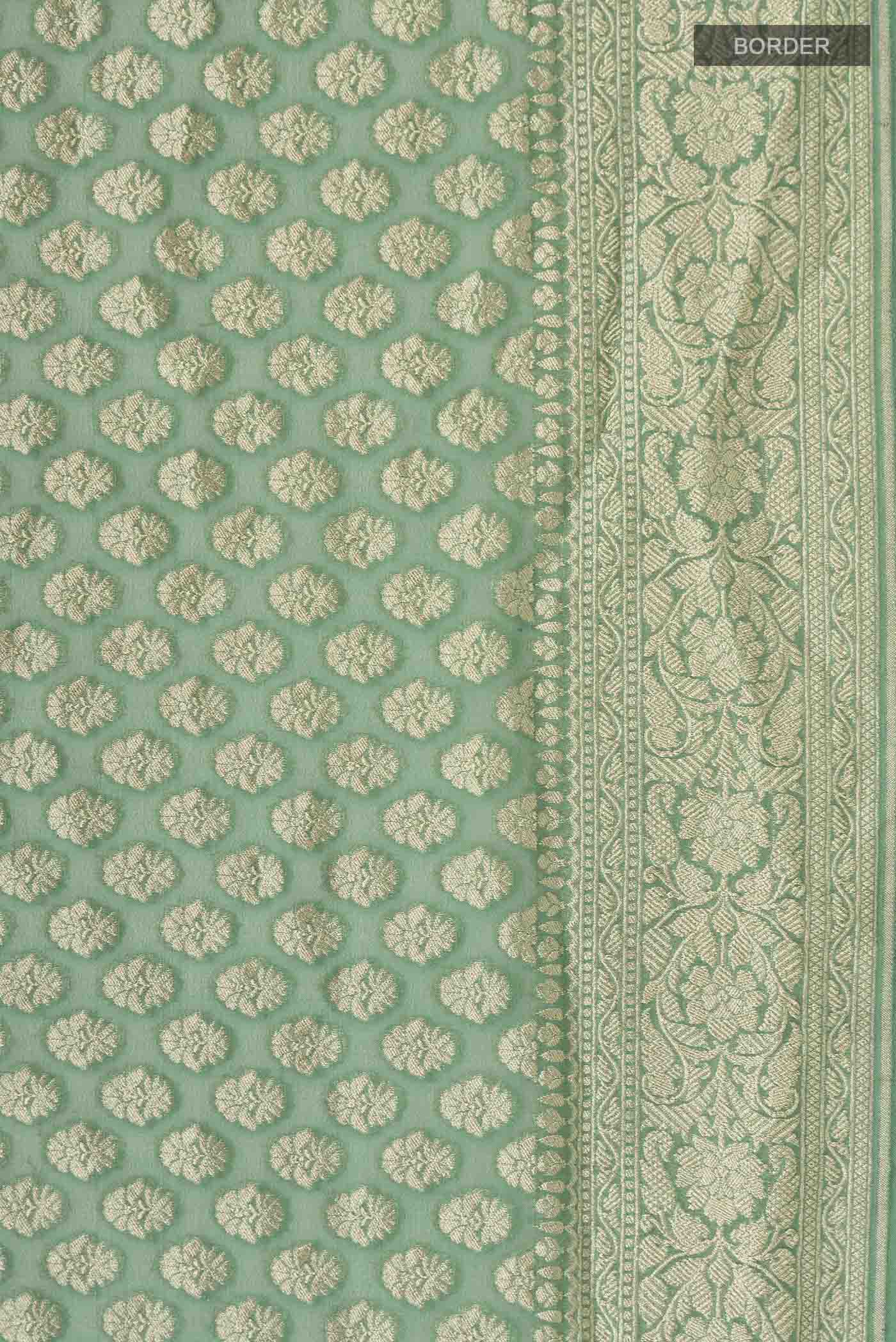 Green Banarasi Georgette Saree - Image 3