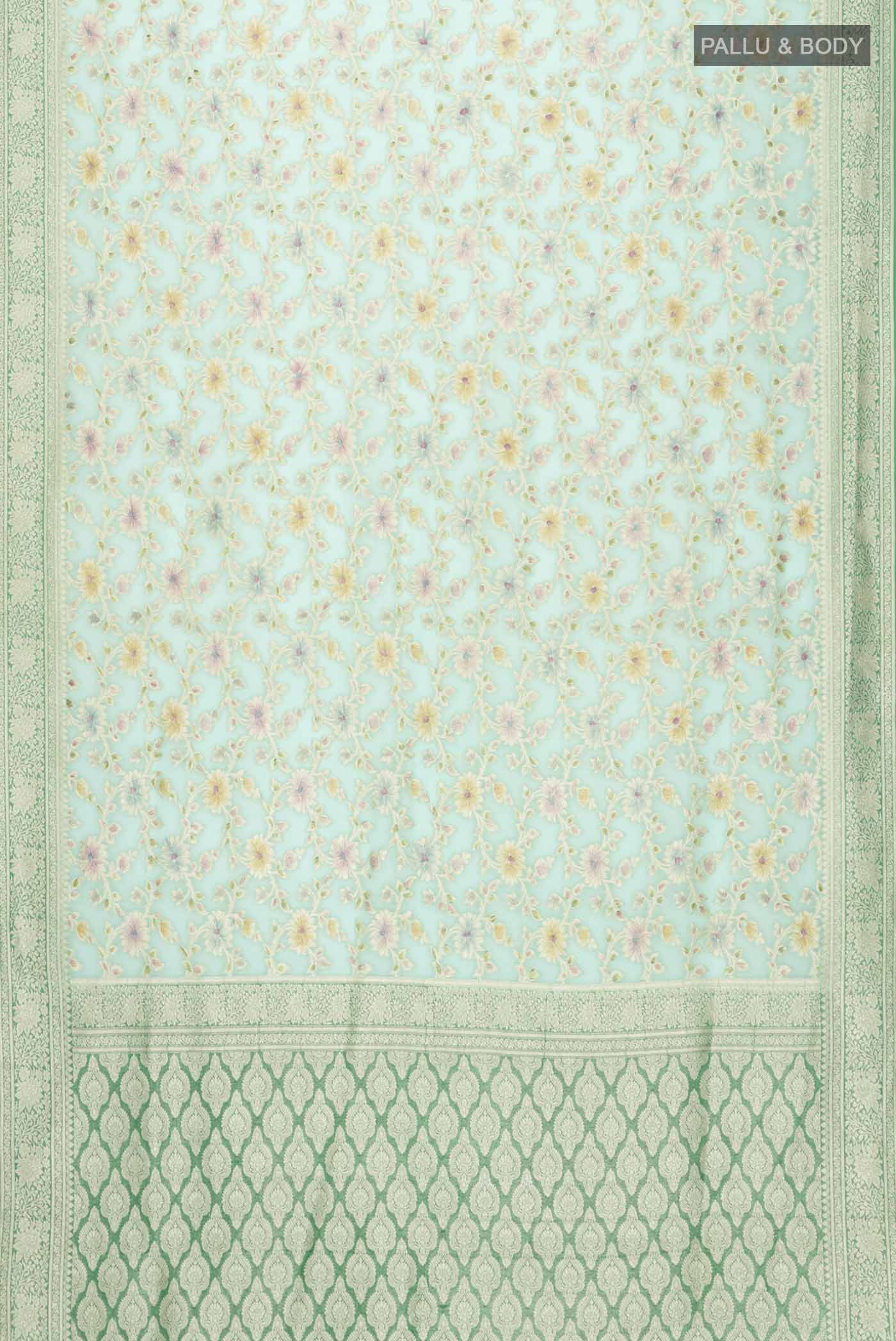 Green Banarasi Georgette Saree - Image 6