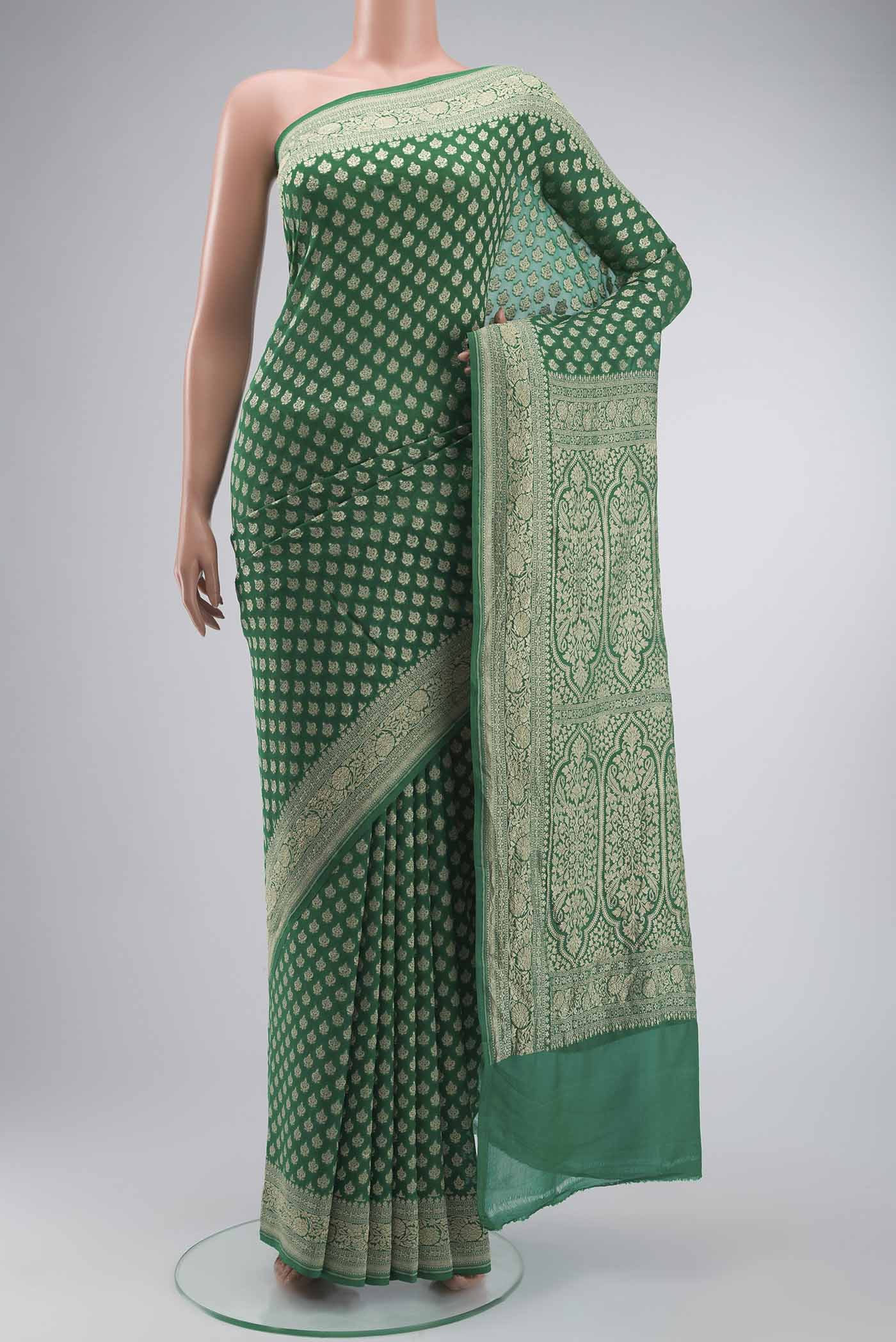 Green Banarasi Georgette Saree
