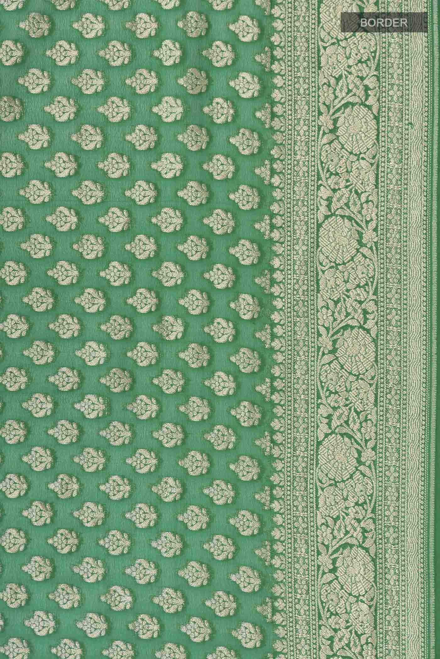 Green Banarasi Georgette Saree - Image 3