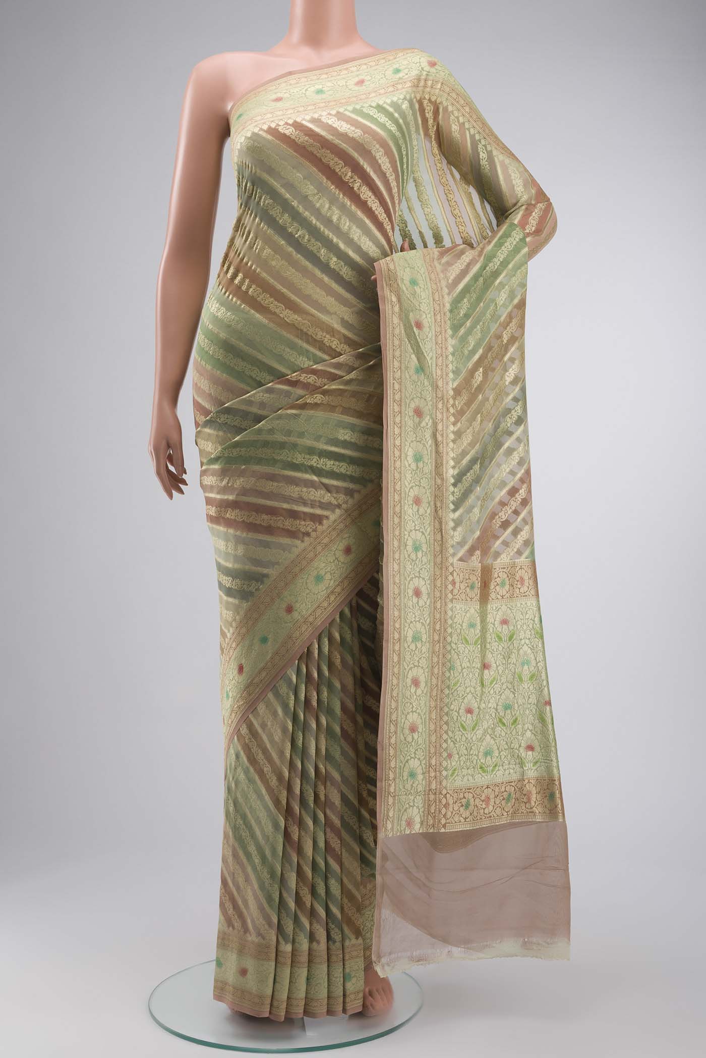 Green Banarasi Georgette Saree