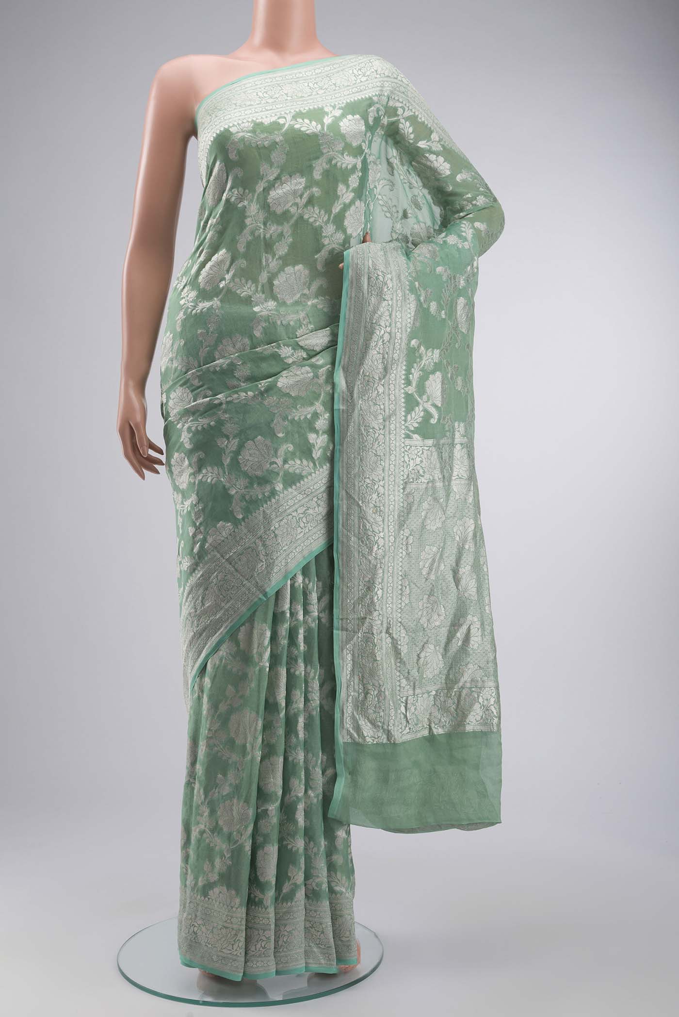 Green Banarasi Georgette Saree