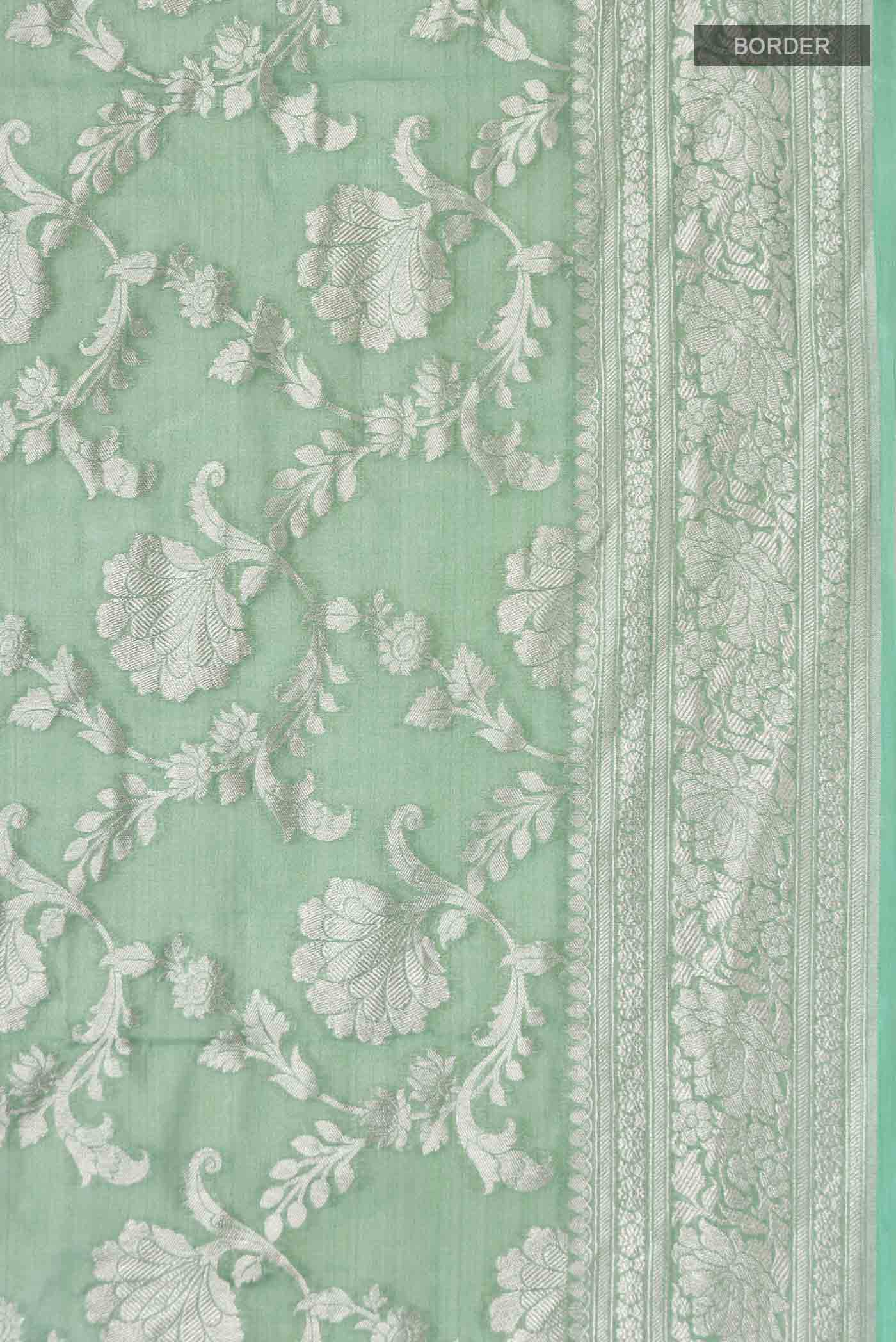 Green Banarasi Georgette Saree - Image 3