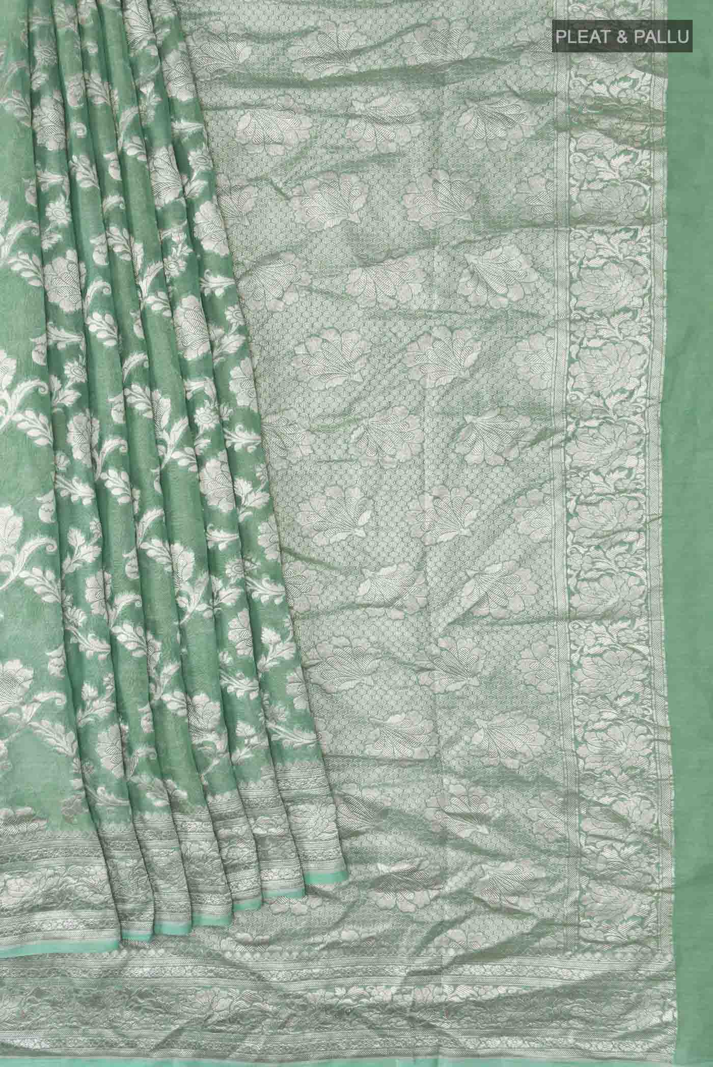 Green Banarasi Georgette Saree - Image 4