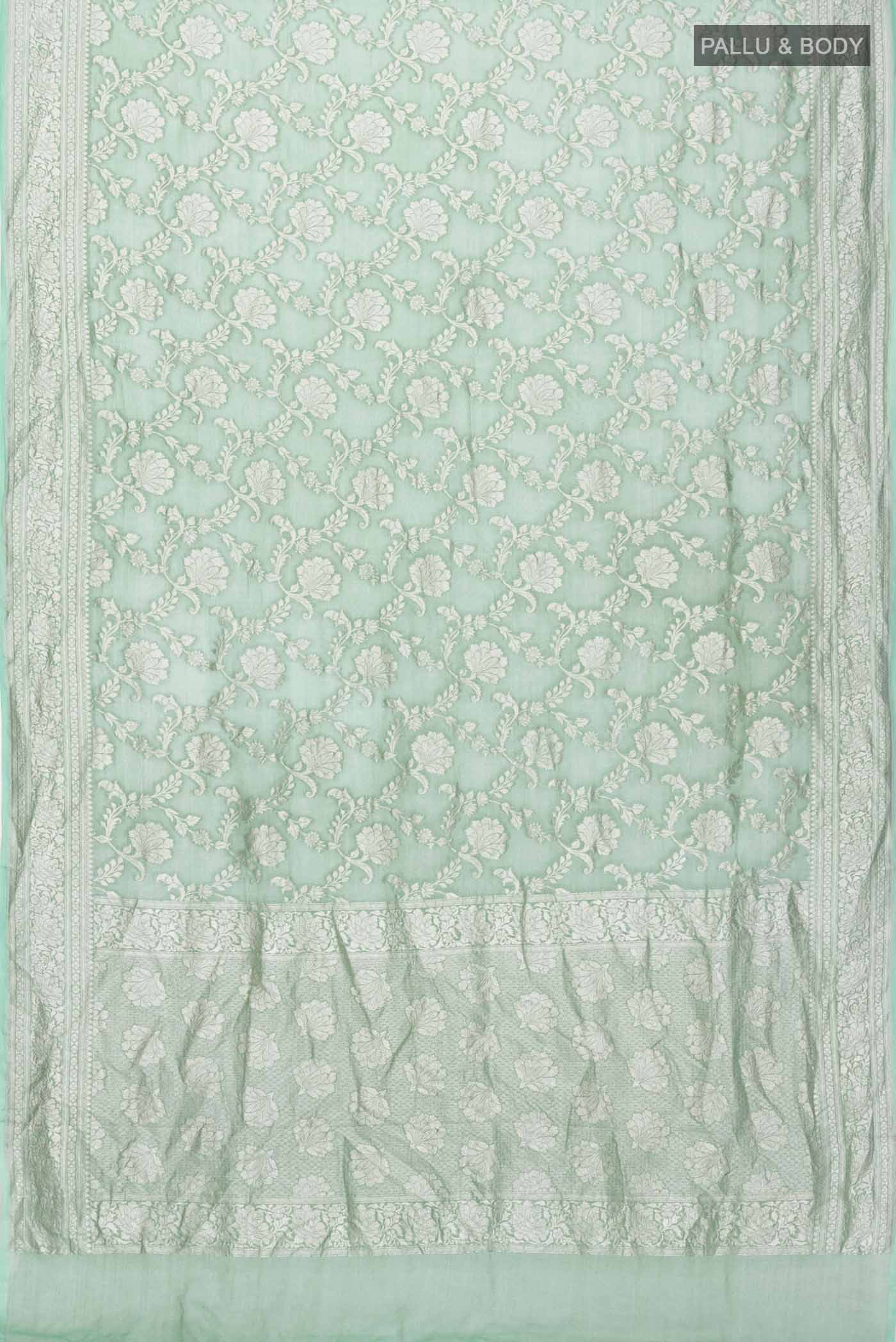 Green Banarasi Georgette Saree - Image 6