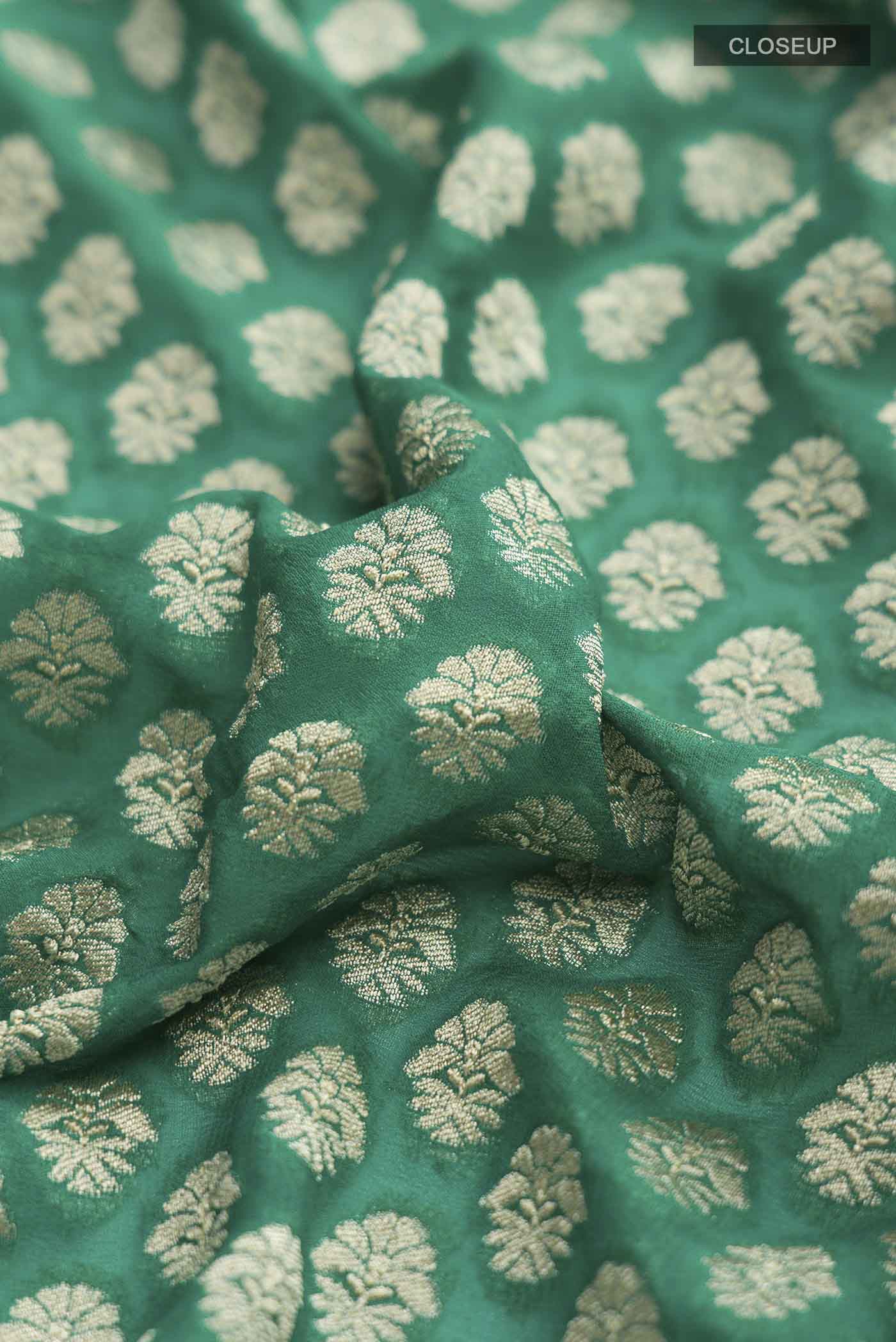 Green Banarasi Georgette Saree - Image 2