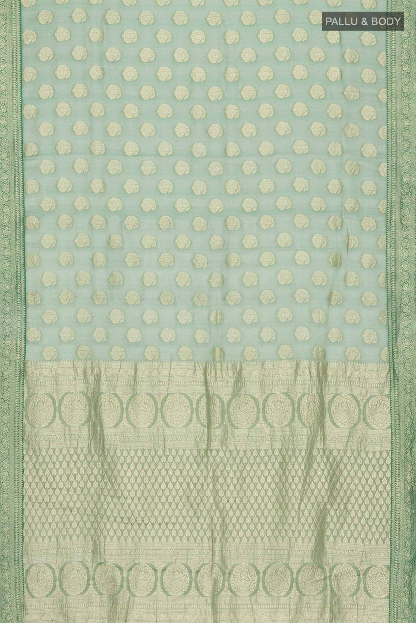 Green Mysore Georgette Saree - Image 6