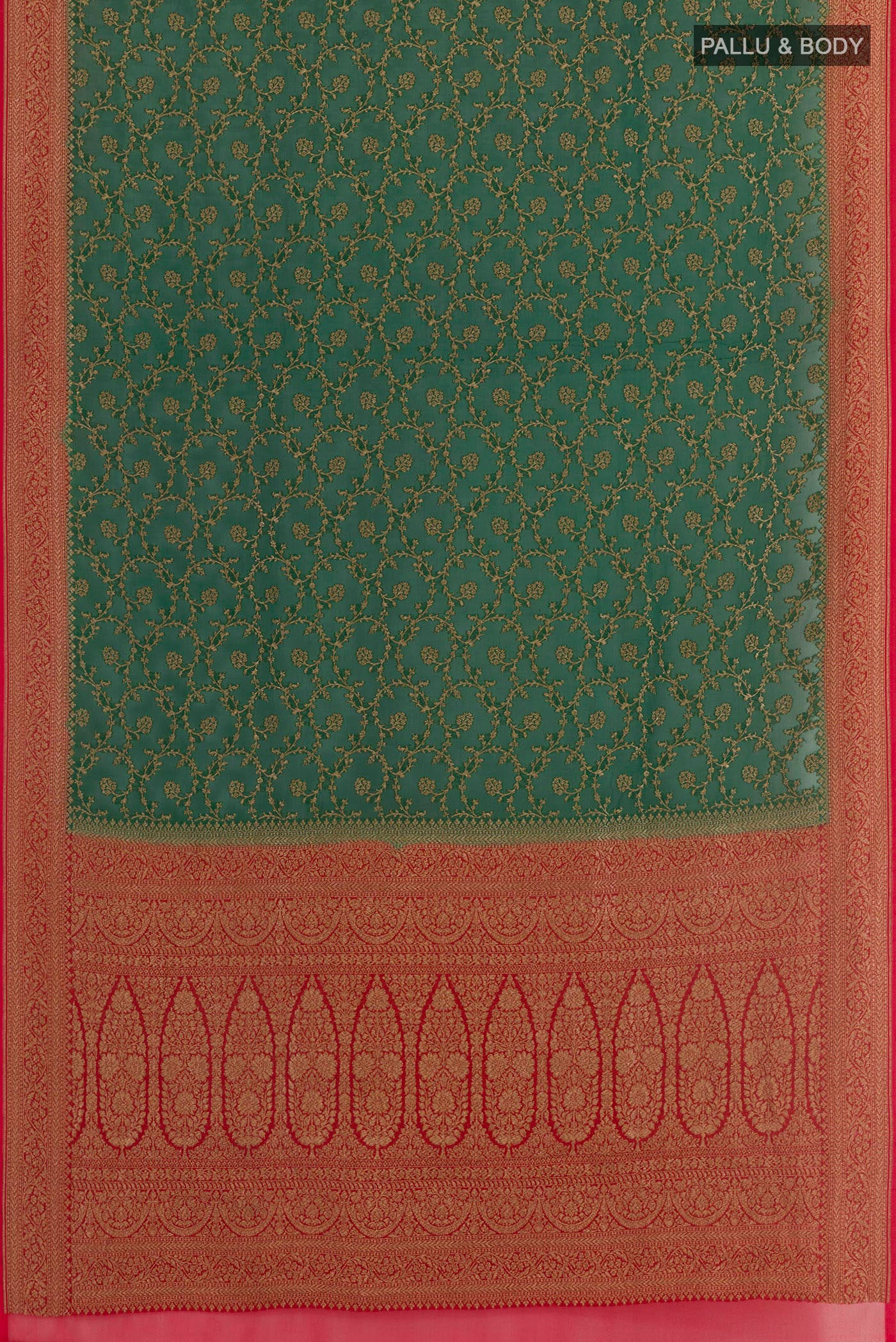 Green Banarasi Georgette Saree - Image 3