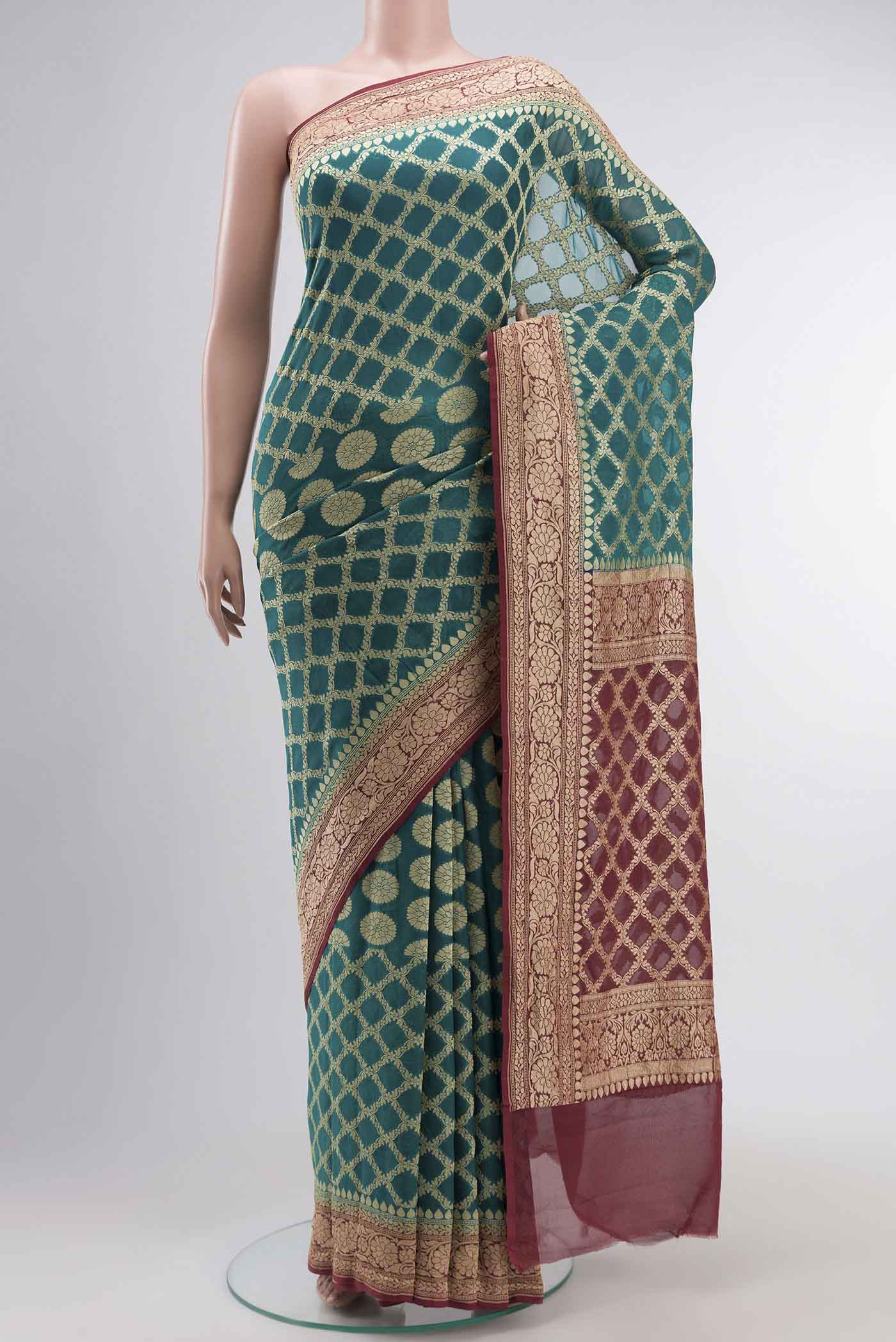 Green Banarasi Georgette Saree
