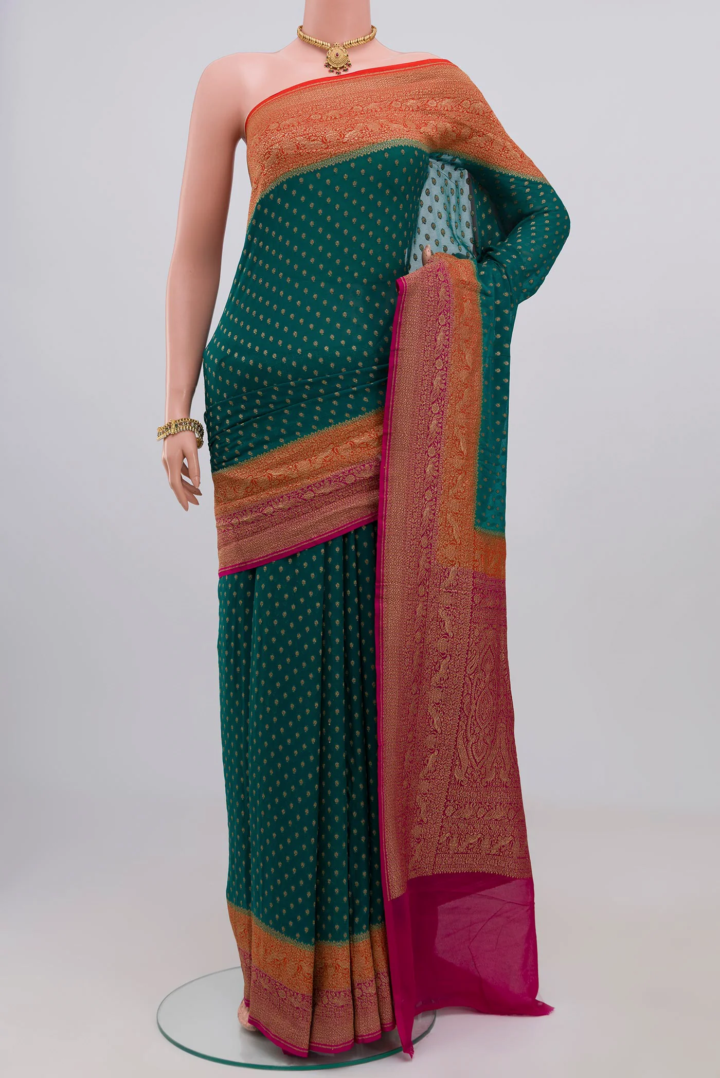 Green Banarasi Georgette Saree