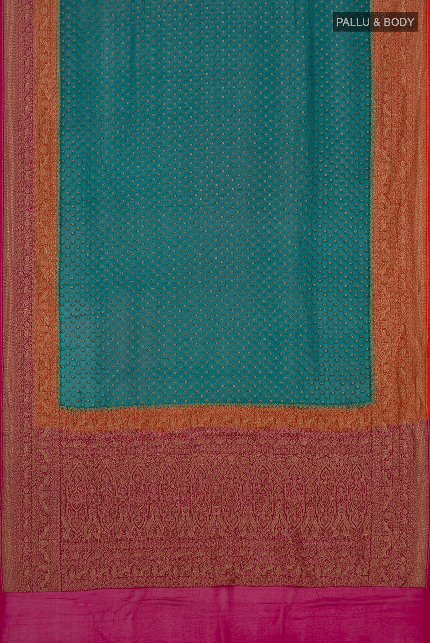 Green Banarasi Georgette Saree - Image 5