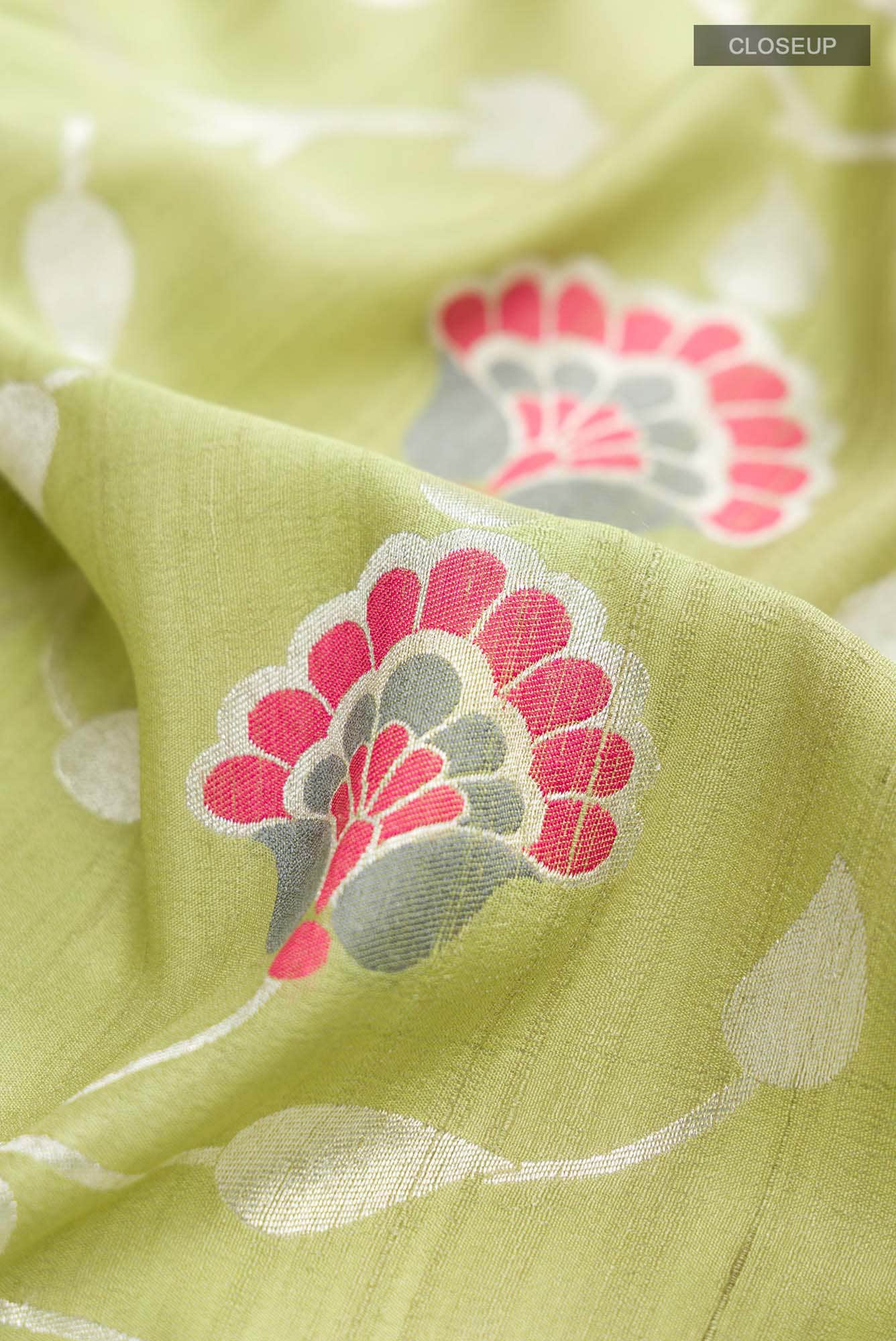 Light Green Banarasi Tussar Georgette Saree - Image 3