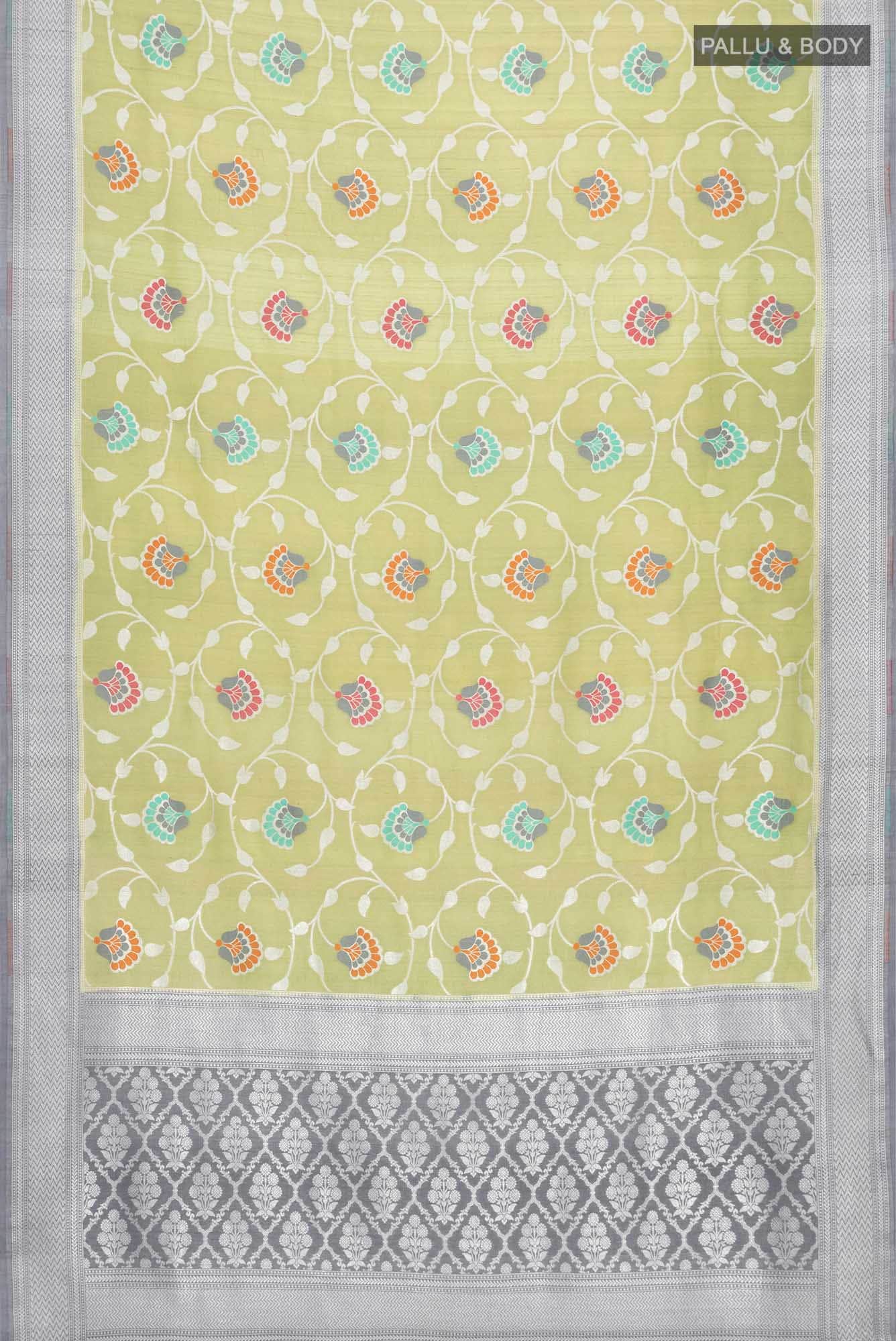 Light Green Banarasi Tussar Georgette Saree - Image 4