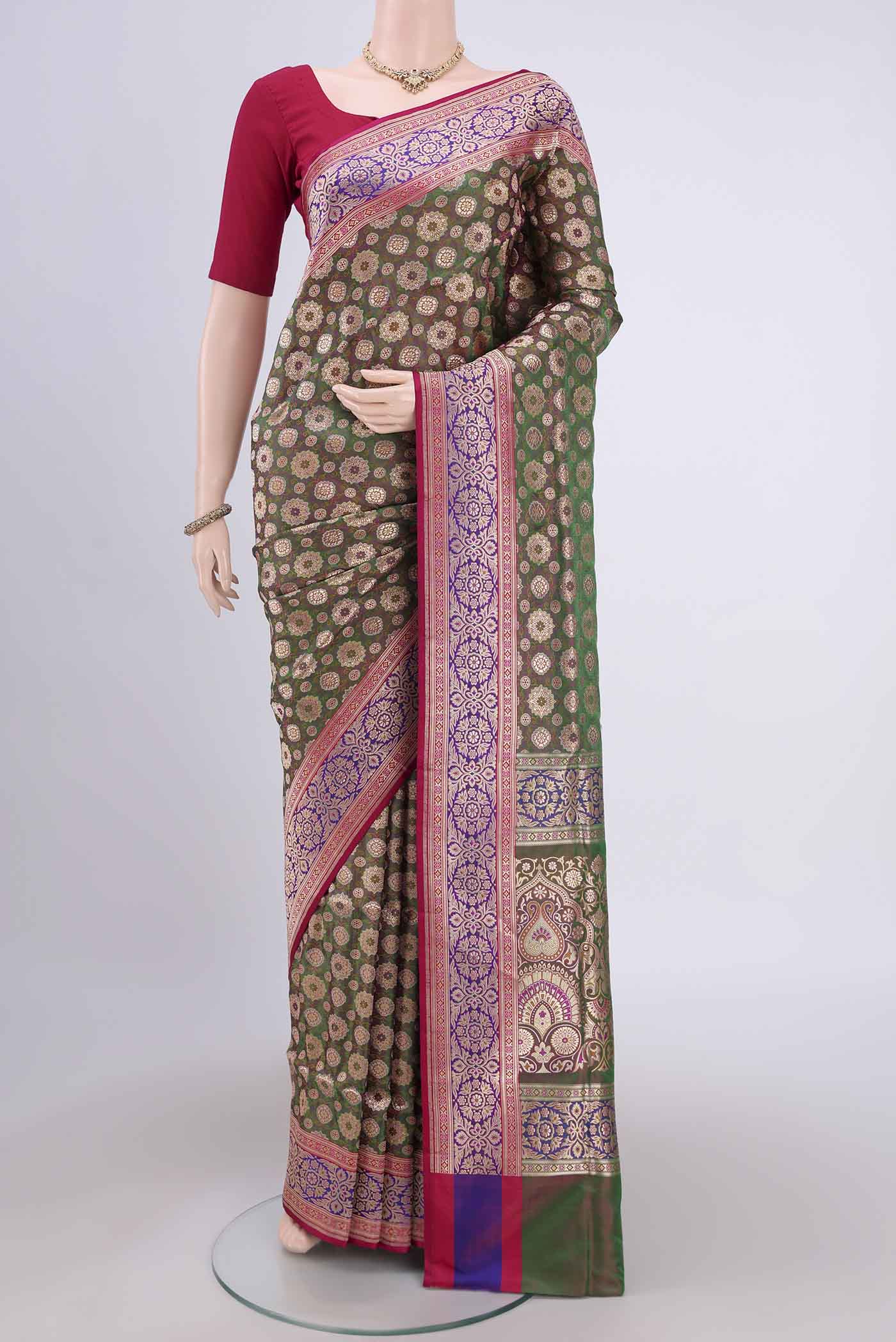 Green Banarasi Jamavar Saree