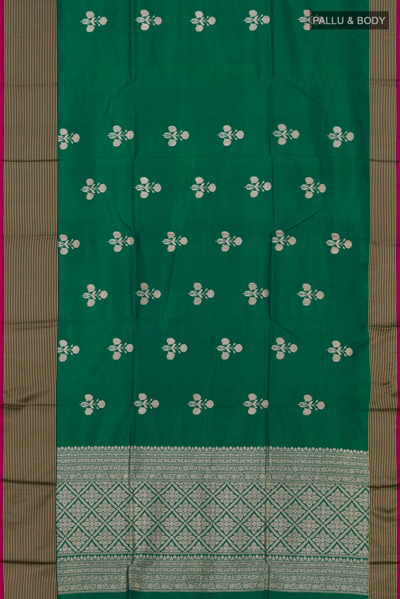 Green Banarasi Katan Silk Saree - Image 5