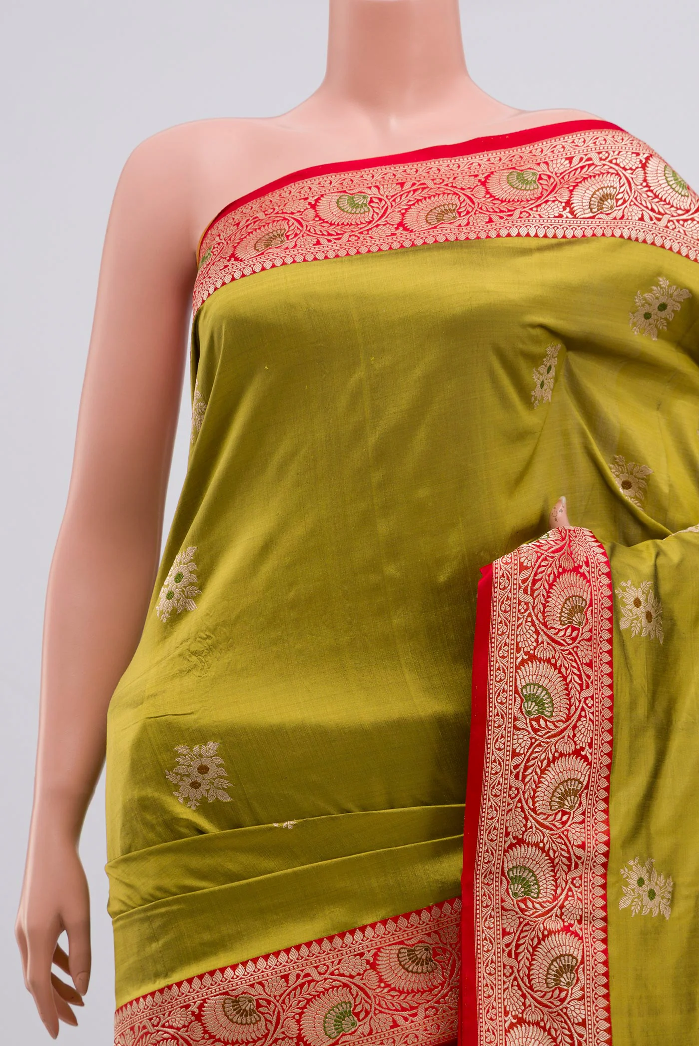 Green Banarasi Katan Silk Saree - Image 2