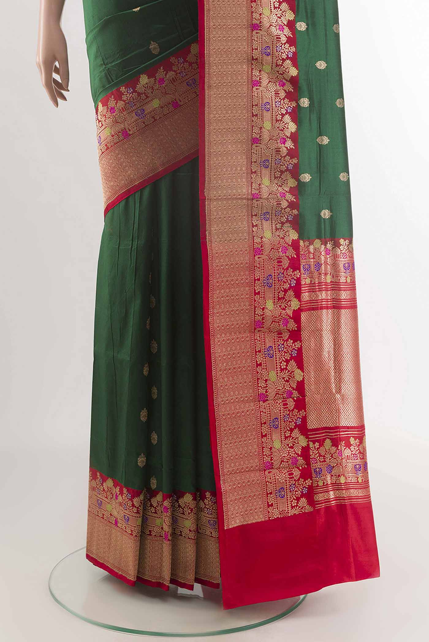 Green Banarasi Katan Silk Saree - Image 3