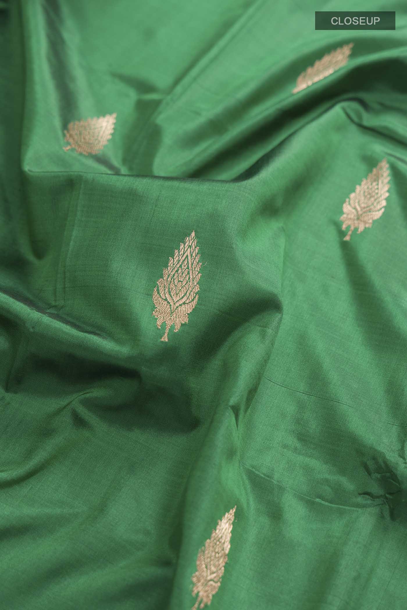 Green Banarasi Katan Silk Saree - Image 2