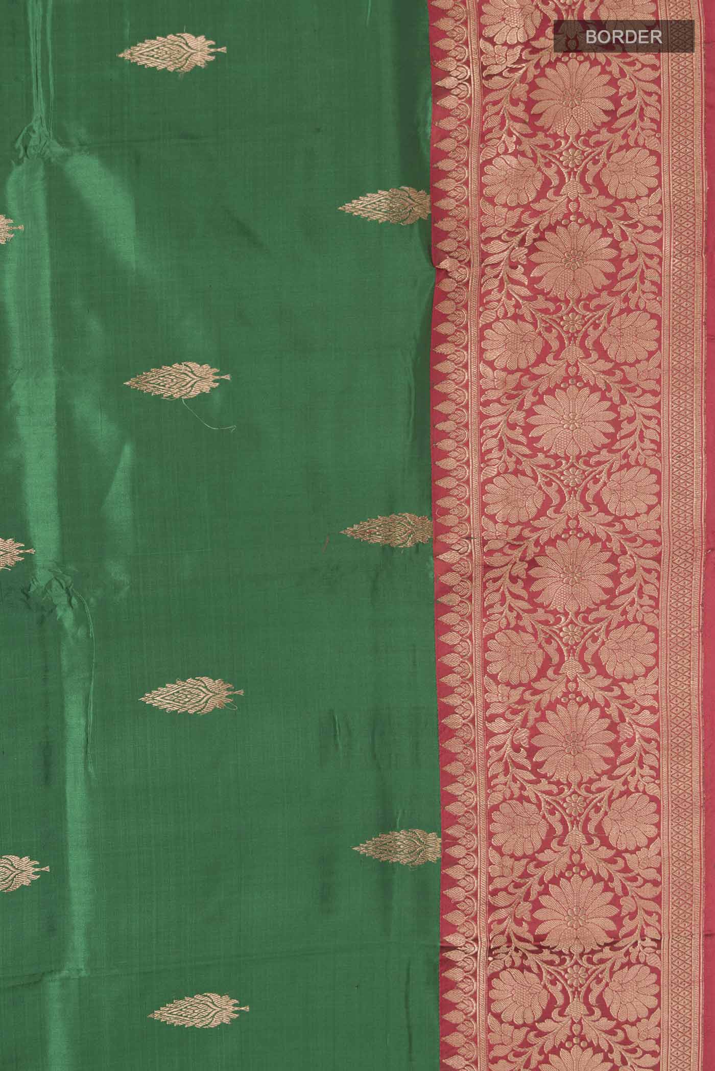 Green Banarasi Katan Silk Saree - Image 3