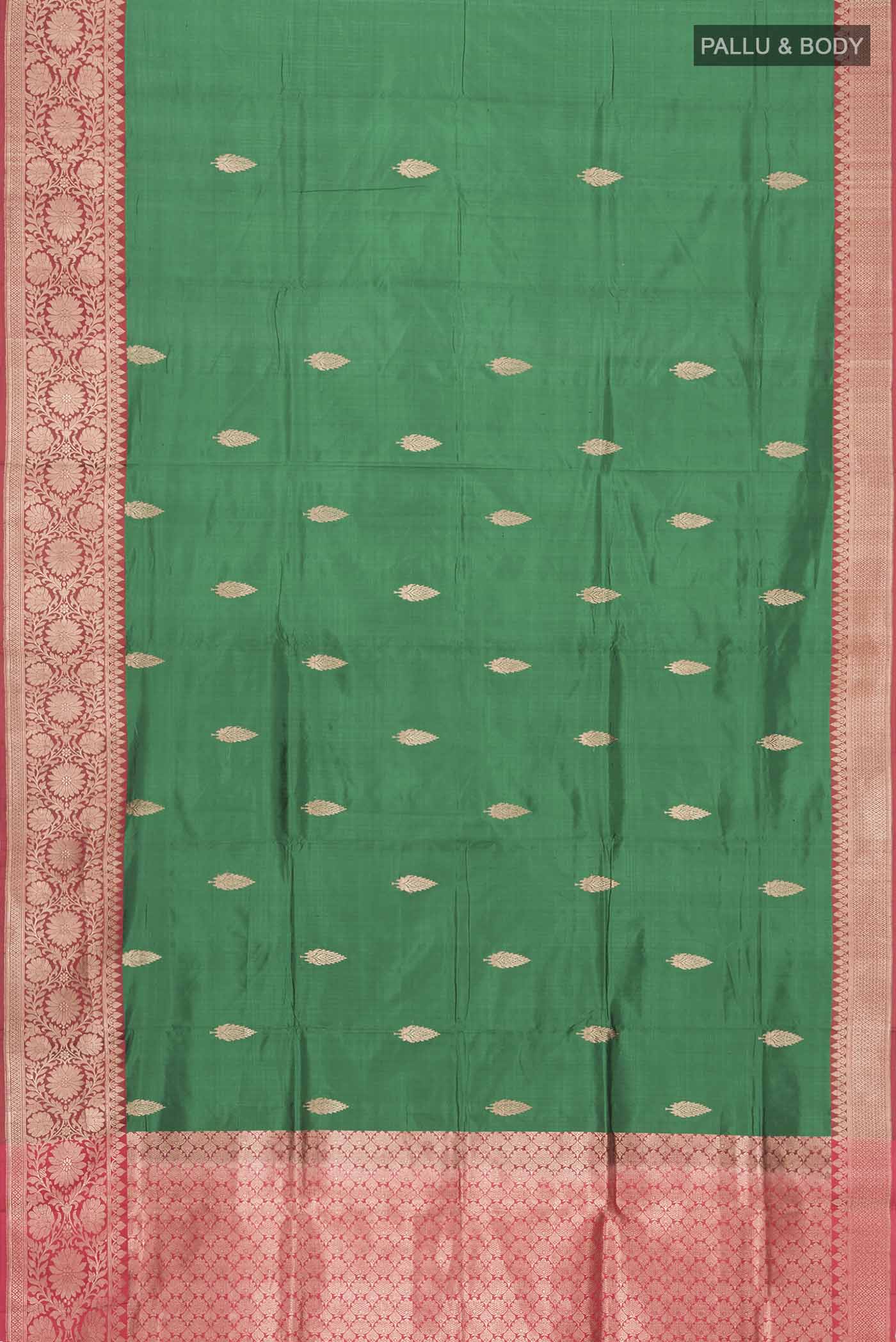 Green Banarasi Katan Silk Saree - Image 5