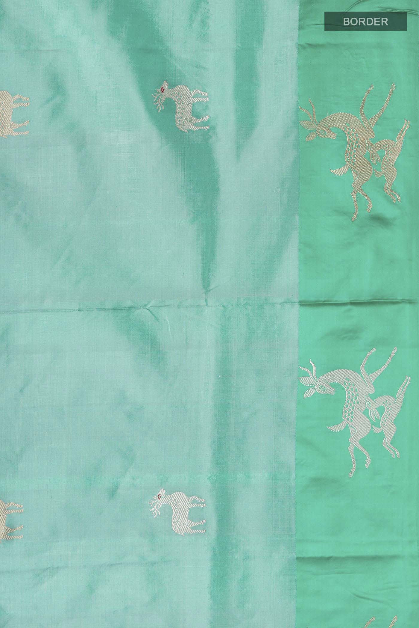 Light Blue Banarasi Katan Silk Saree - Image 3